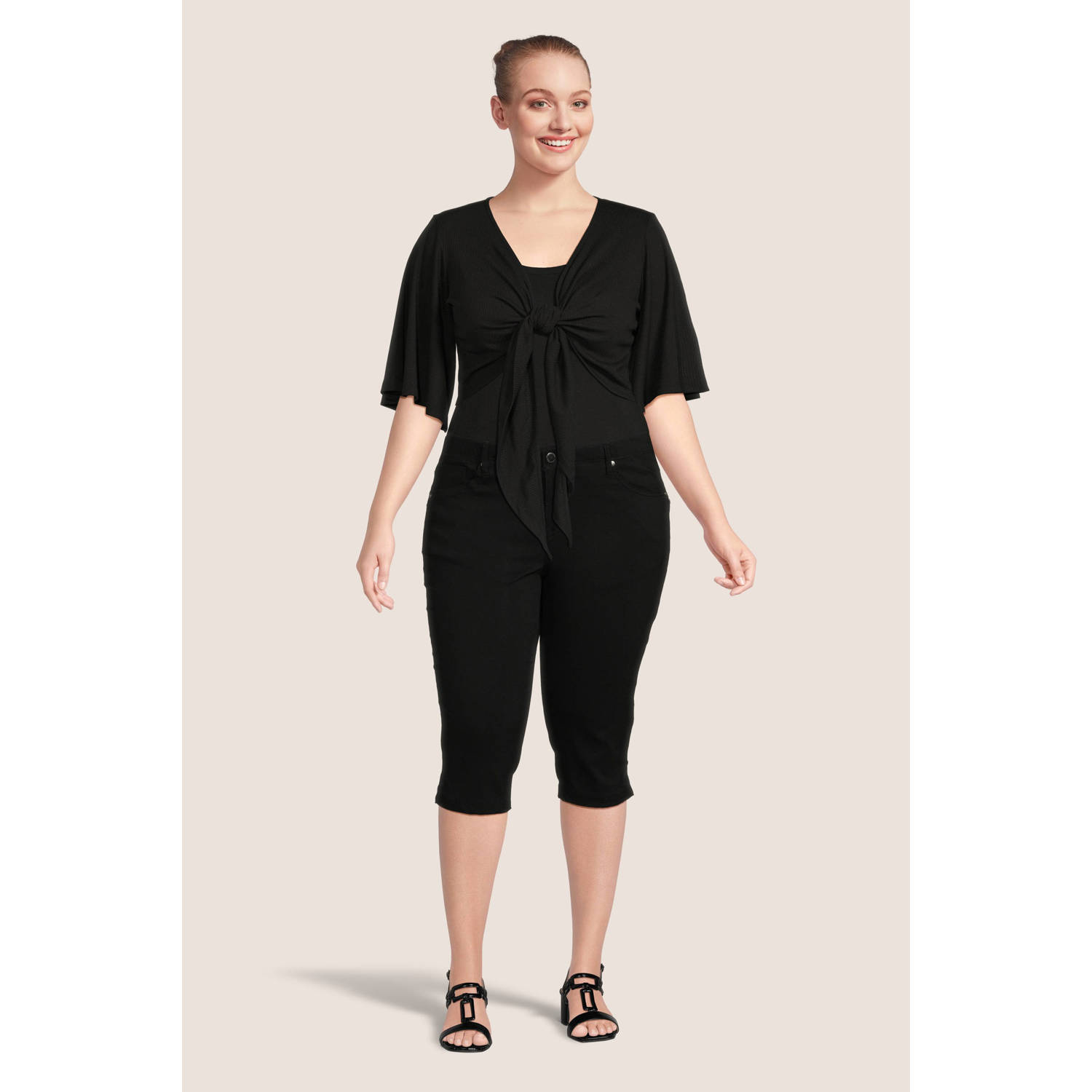 Zhenzi regular fit broek TWIST 189 zwart