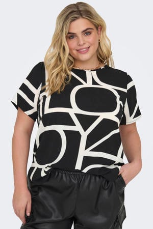 top CARVICA met all over print zwart/wit