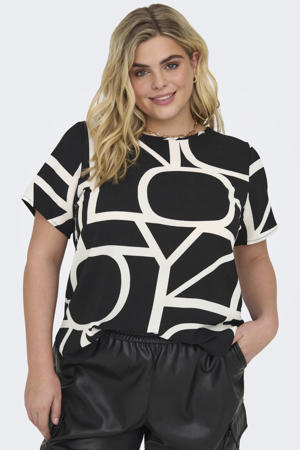 top CARVICA met all over print zwart/wit