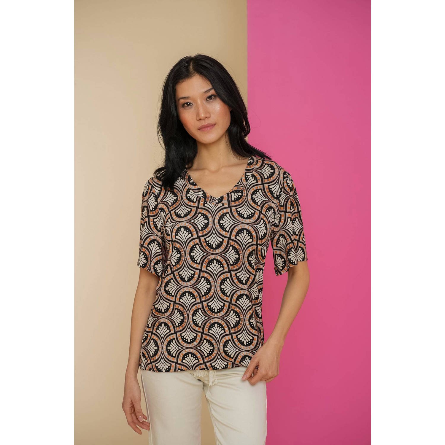 Geisha T-shirt met all over print