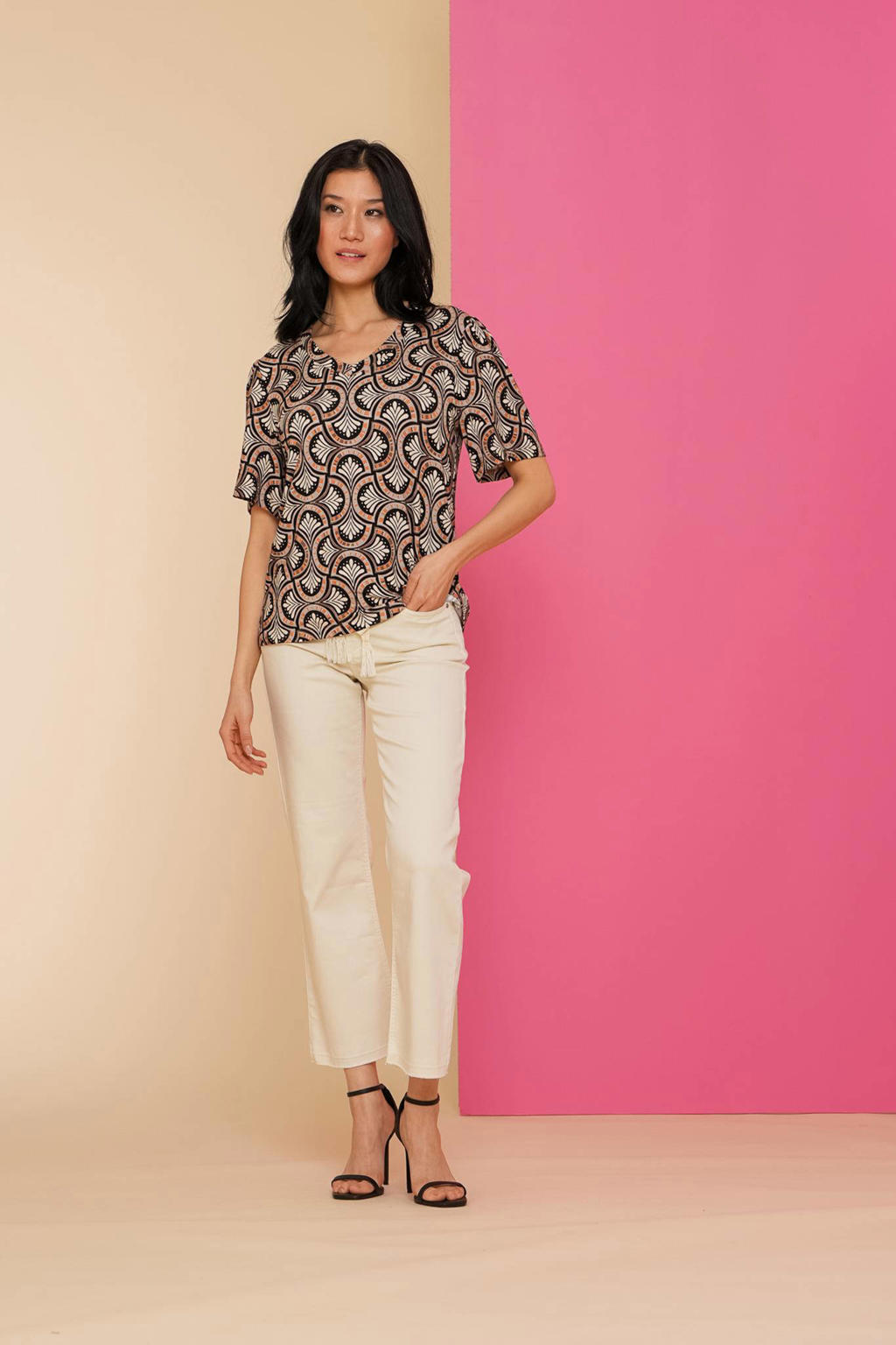 Geisha T-shirt met all over print