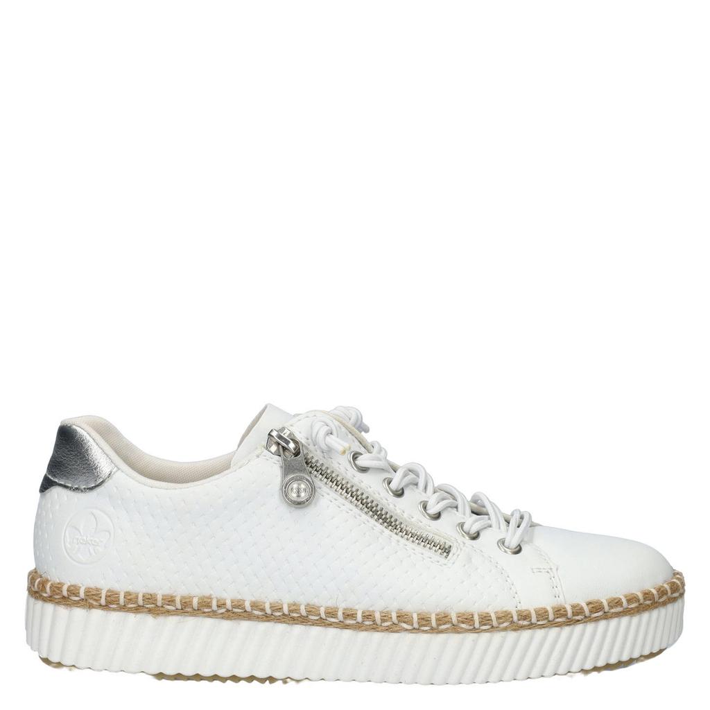Witte dames Rieker sneakers met rits- en vetersluiting