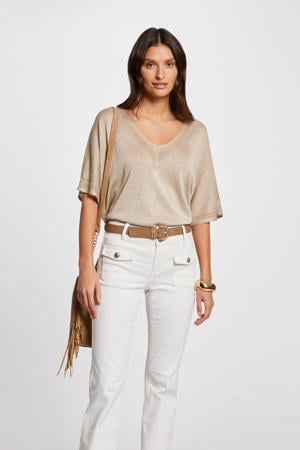 semi-transparante top beige
