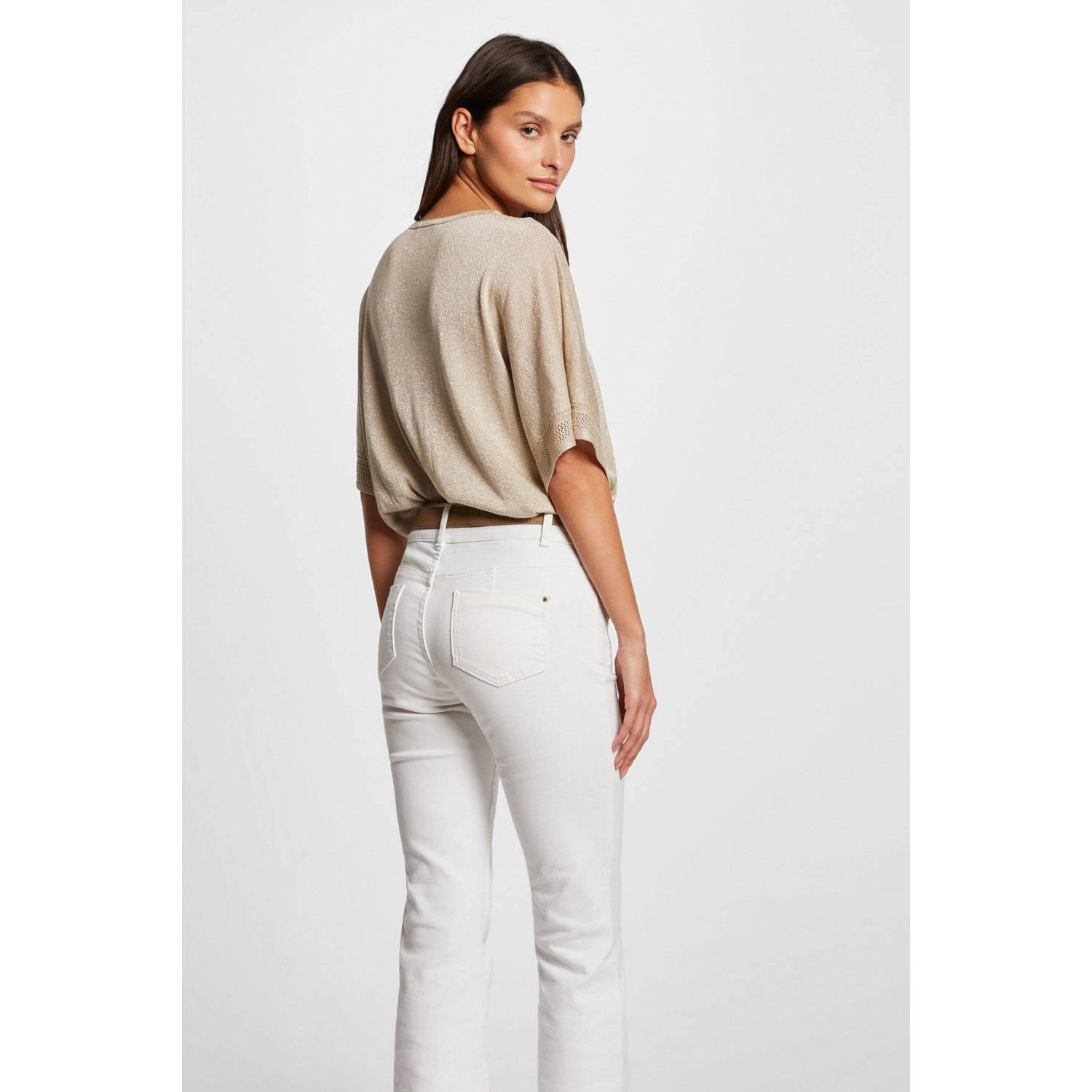 Morgan semi-transparante top beige
