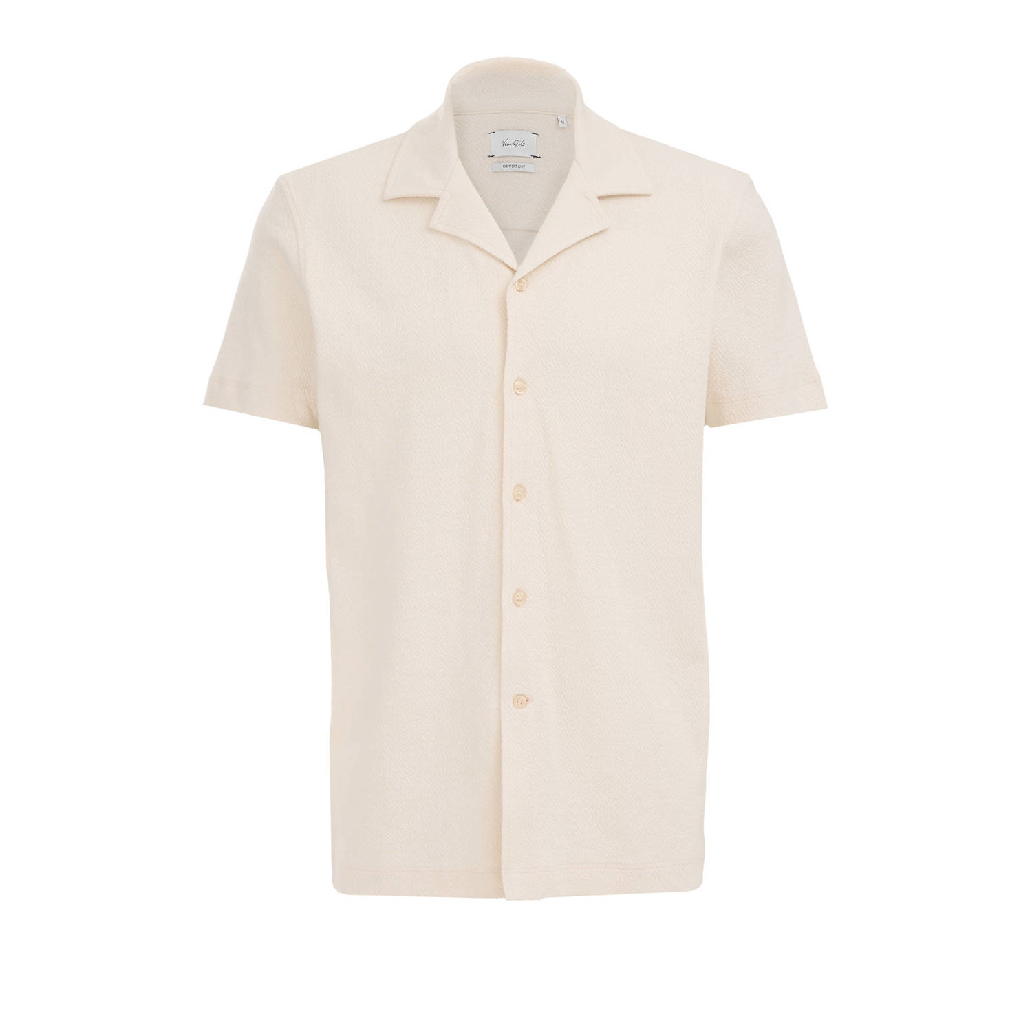 Van Gils WE Fashion gebreid regular fit overhemd met jacquard new ivory