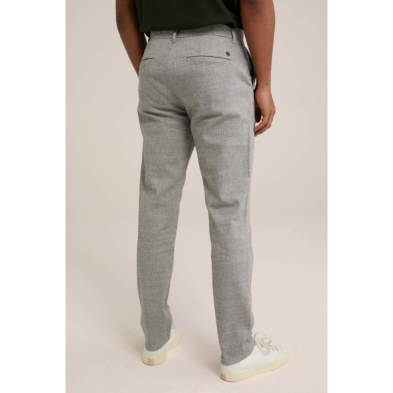 WE Fashion gemêleerde slim fit pantalon grey melange