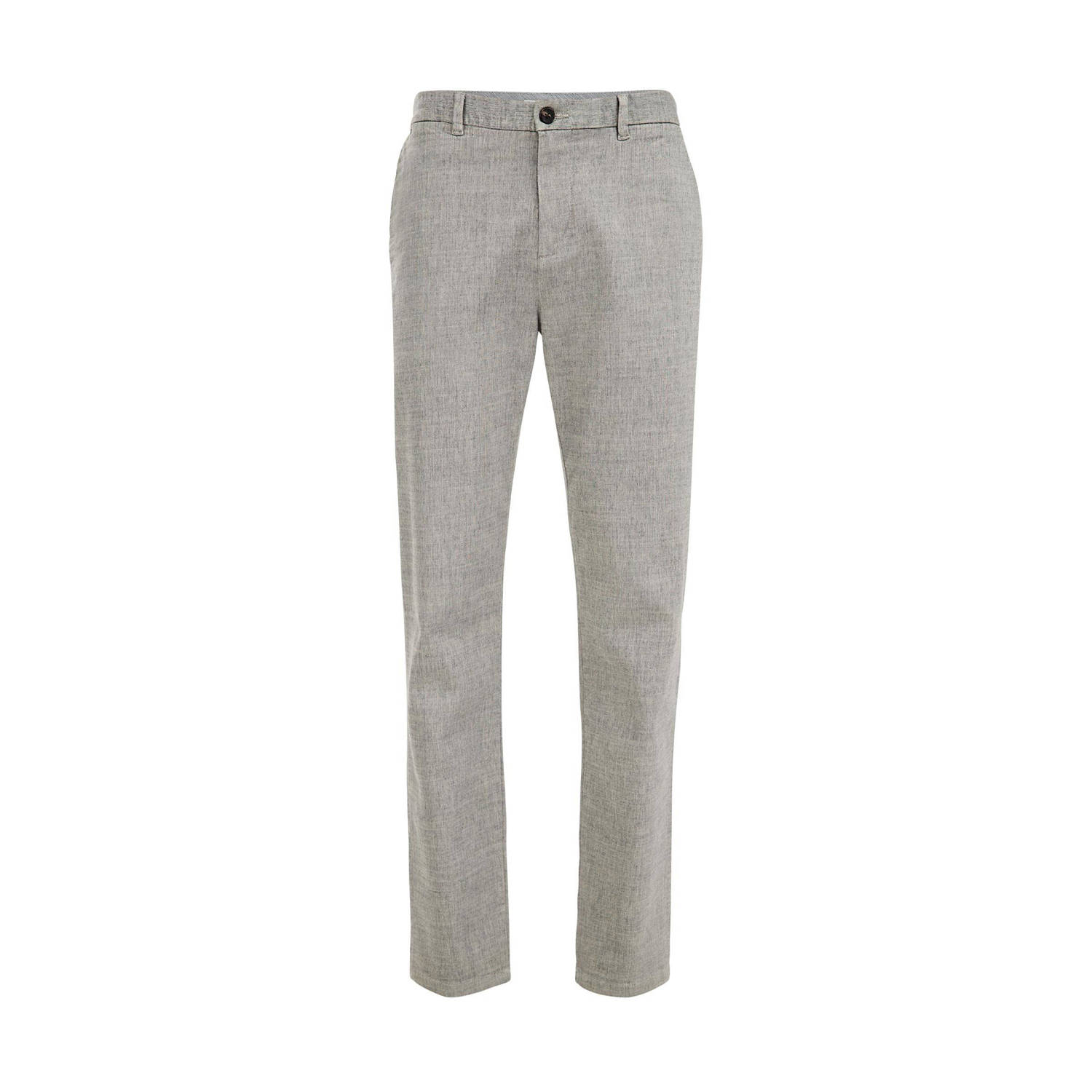 WE Fashion gemêleerde slim fit pantalon grey melange