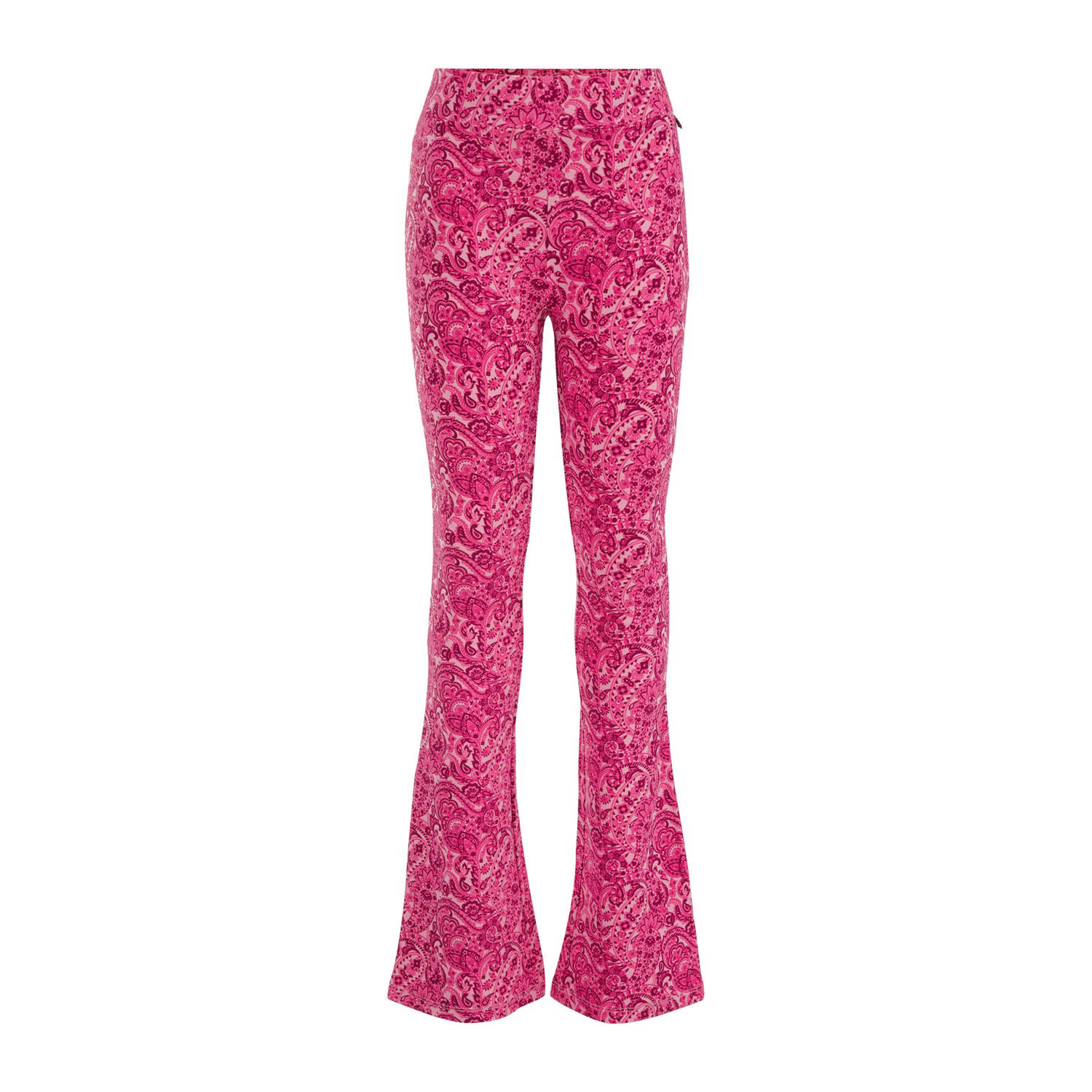 WE Fashion broek met all over print fuchsia Roze Meisjes Viscose All over print 116