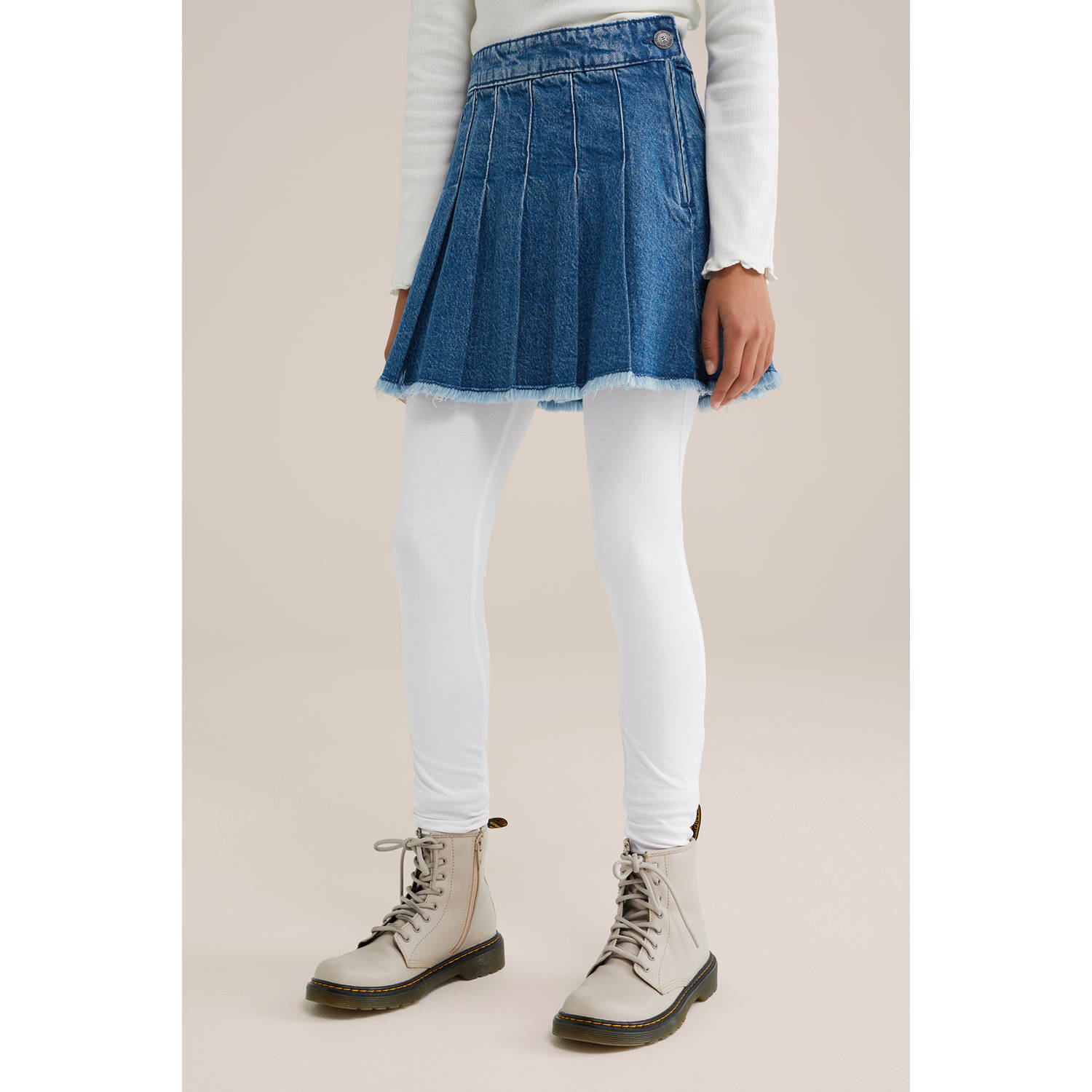 WE Fashion legging white uni Wit Meisjes Stretchkatoen Effen 110 116