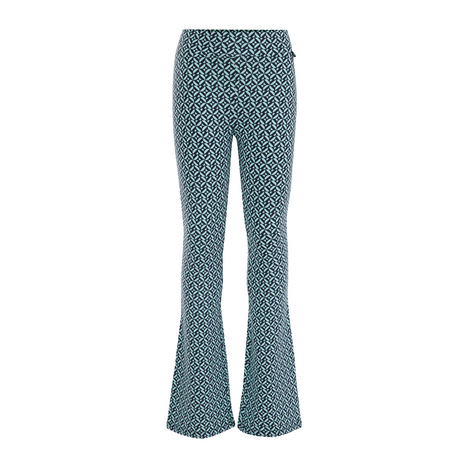 WE Fashion broek met all over print aqua Blauw Meisjes Viscose All over print 110