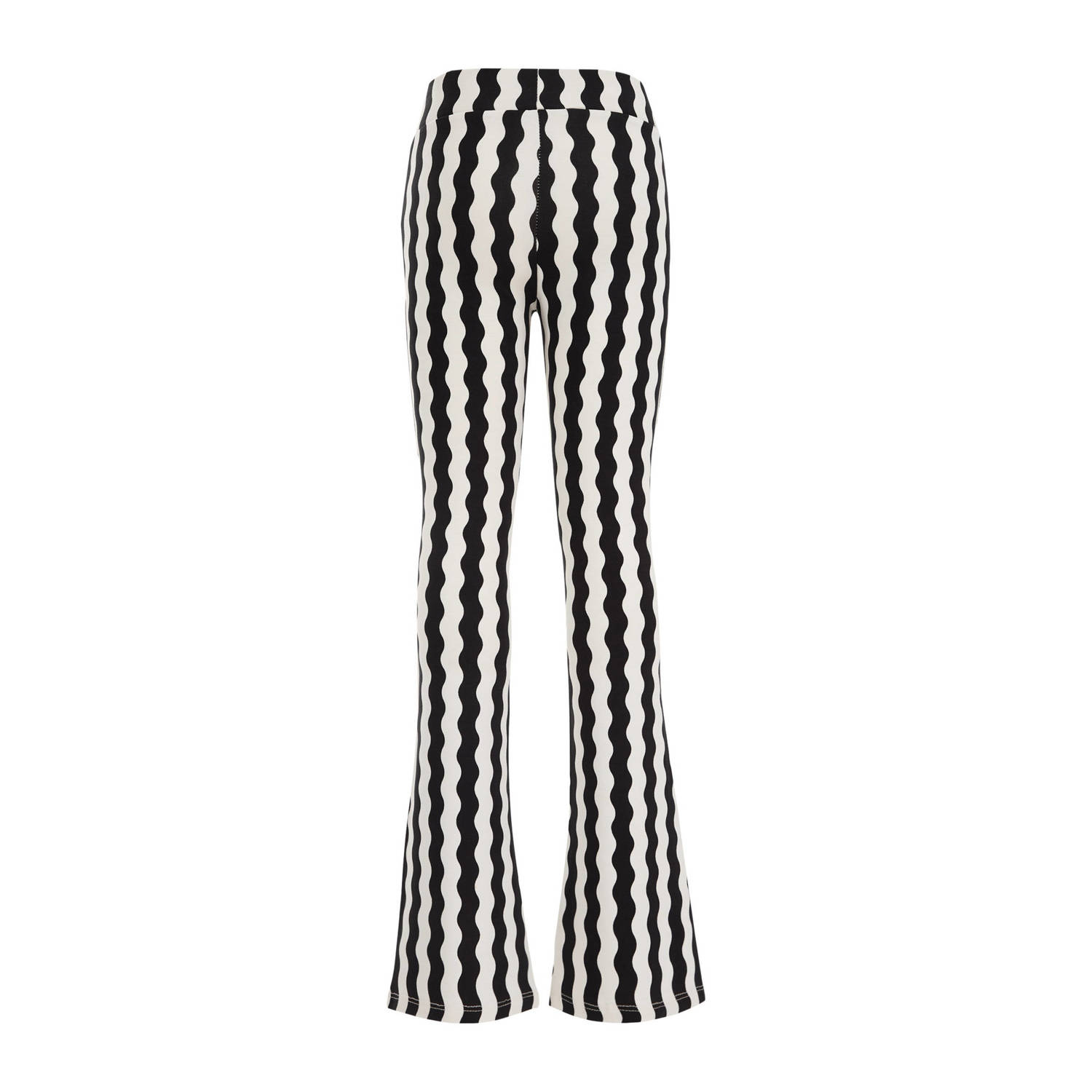 WE Fashion gestreepte flared broek zwart wit