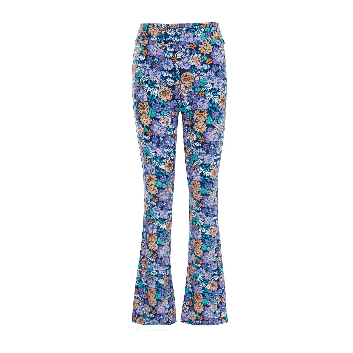 WE Fashion broek met all over print blauw Multi Meisjes Viscose All over print 104