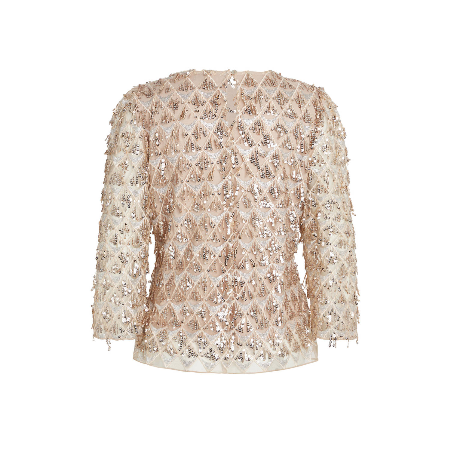 Bruuns Bazaar semi-transparante blousetop met pailletten zalm