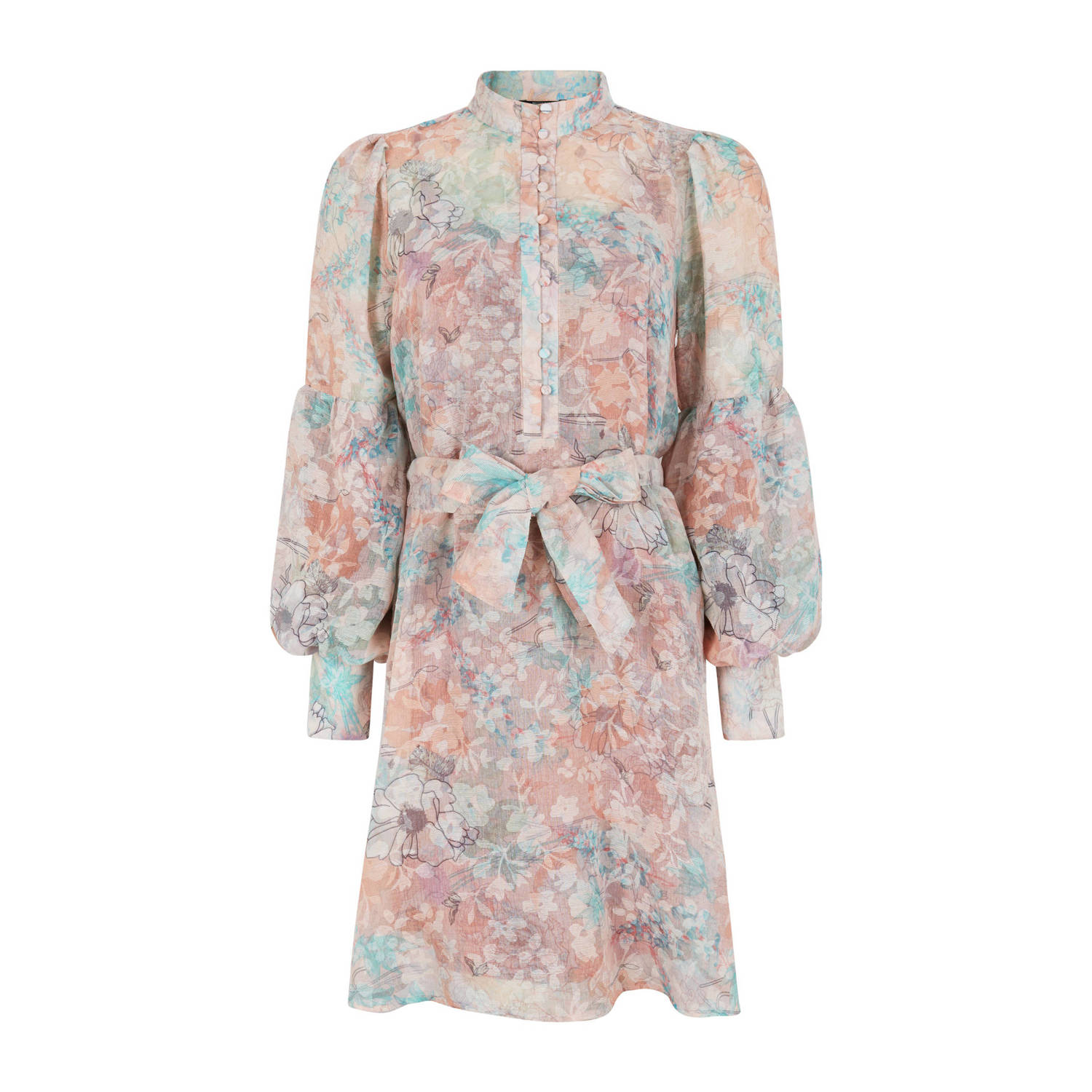 Bruuns Bazaar Elegant Peach Flower Print Jurk Multicolor Dames