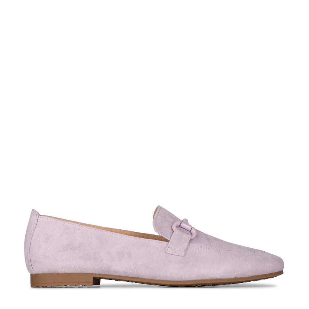 Lilakleurige dames PS Poelman Odette suède loafers met effen