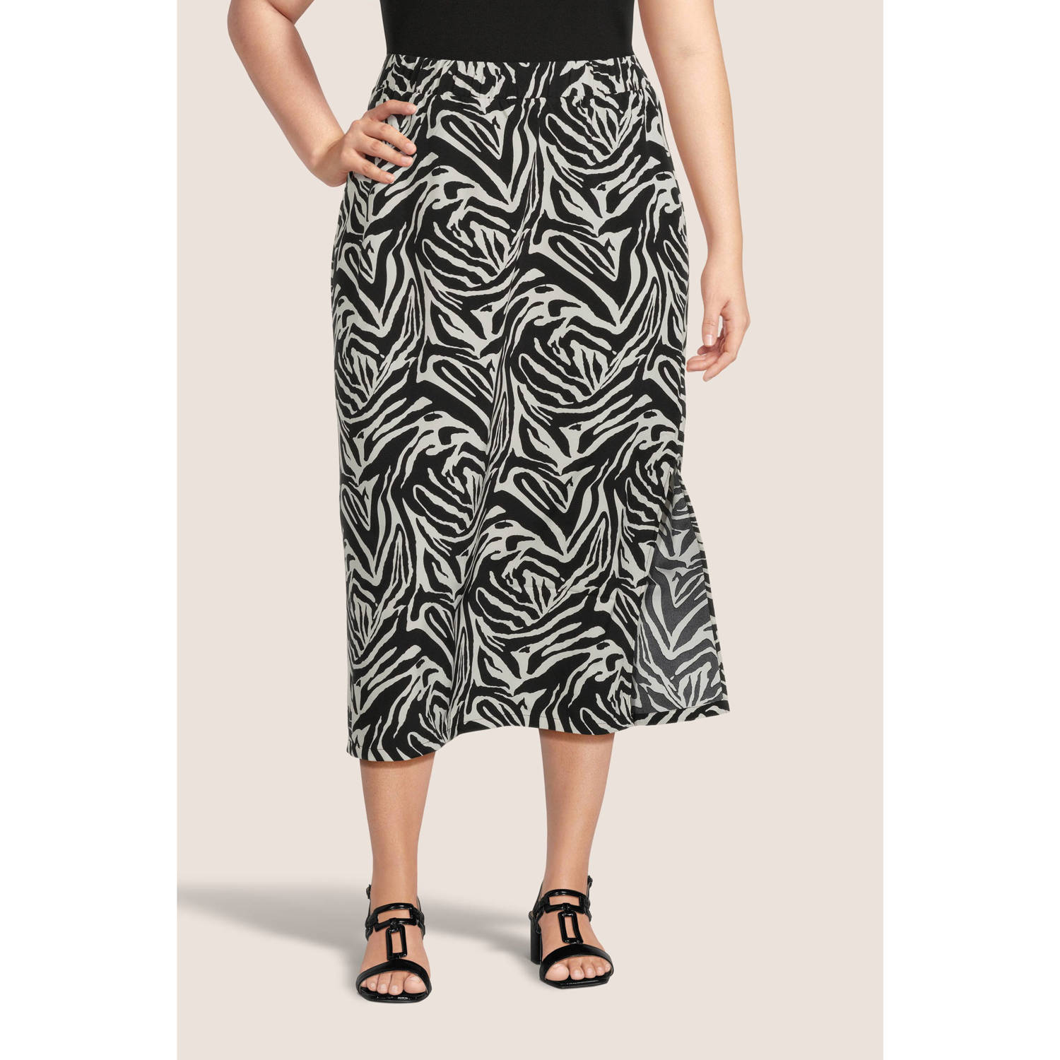 ONLY CARMAKOMA midi rok met zebraprint