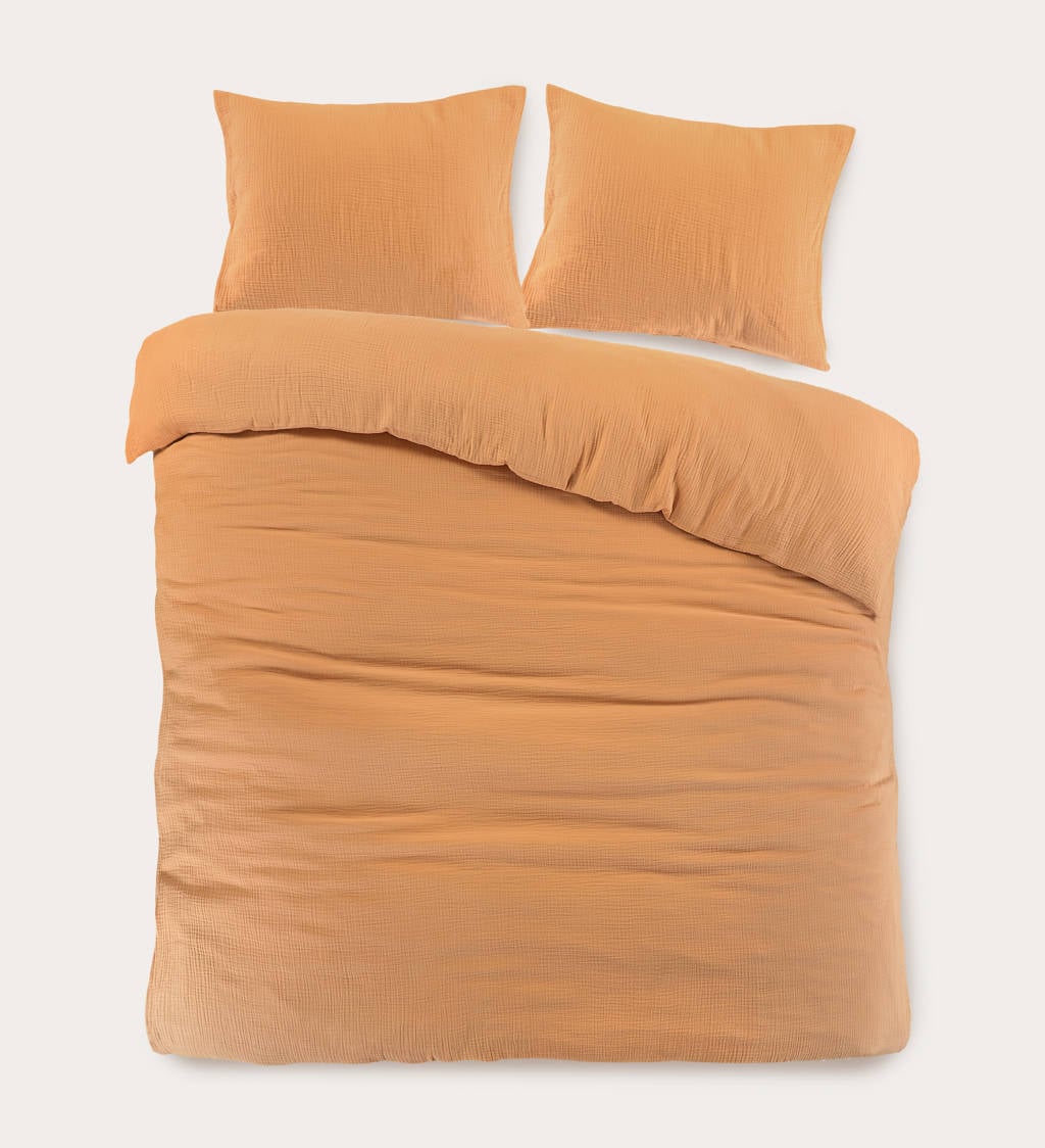 Vency Puzzle Bed Linen 200 x 200 cm, Dark Orange, Breathable, Renforcé Bed Linen Set with 1 x Duvet Cover 200 x 200 cm and 2 x Pillowcases 80 x 80 cm