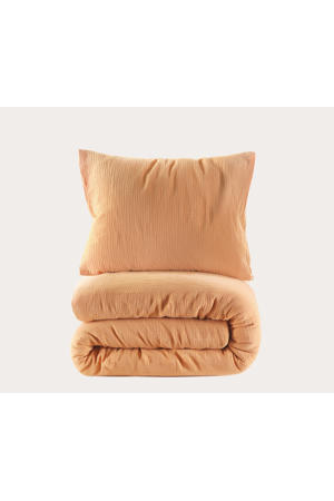 mousseline dekbedovertrek 1 persoons oranje (140x220 cm)