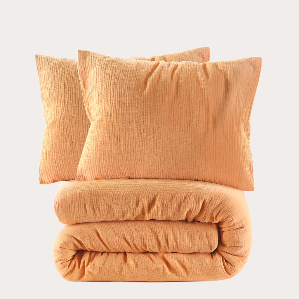 NOUS Living mousseline dekbedovertrek lits-jumeaux oranje (240x220 cm)