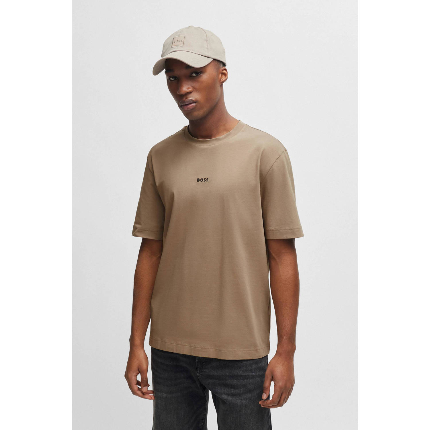 BOSS T-shirt TChup met logo open brown