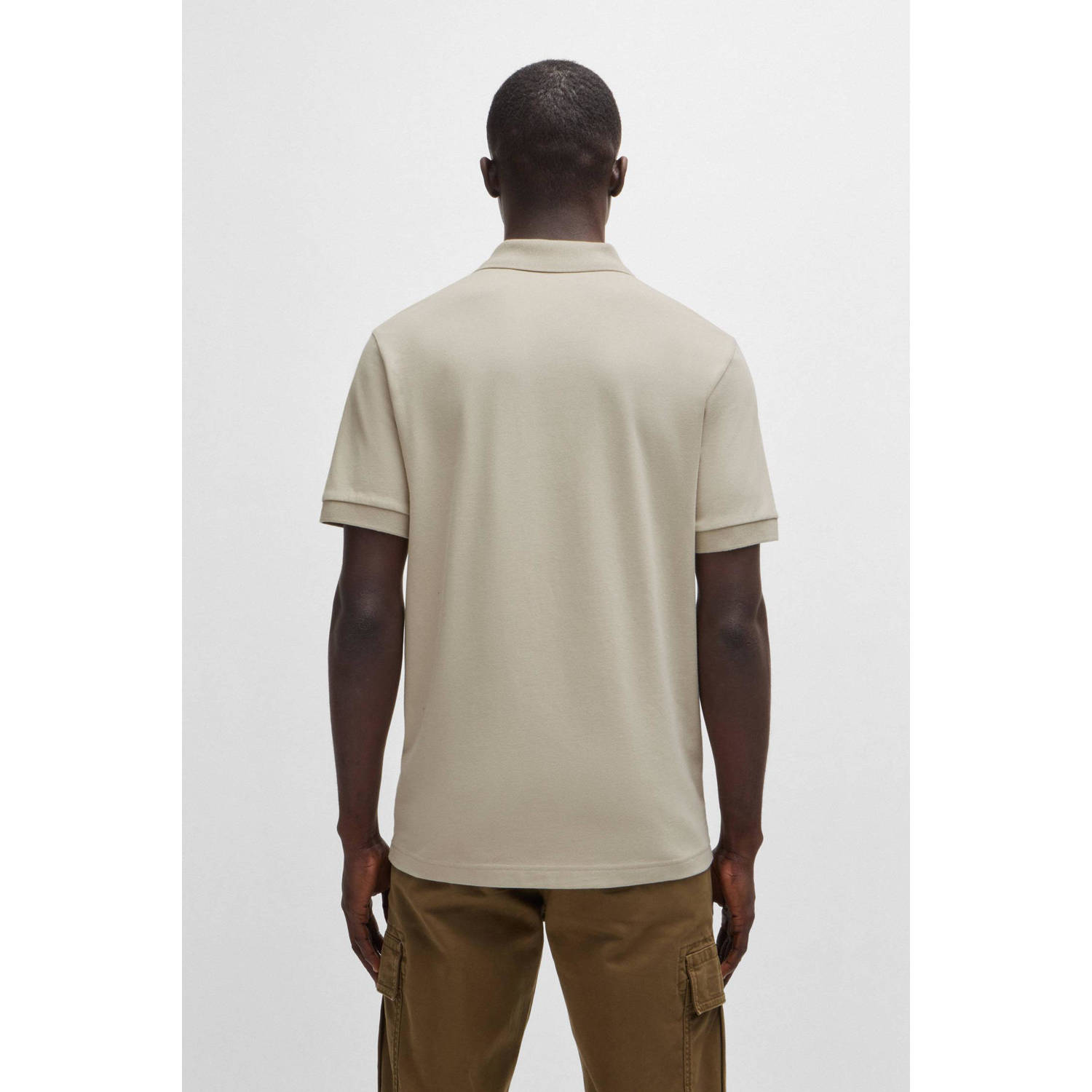 BOSS slim fit polo PASSENGER open beige