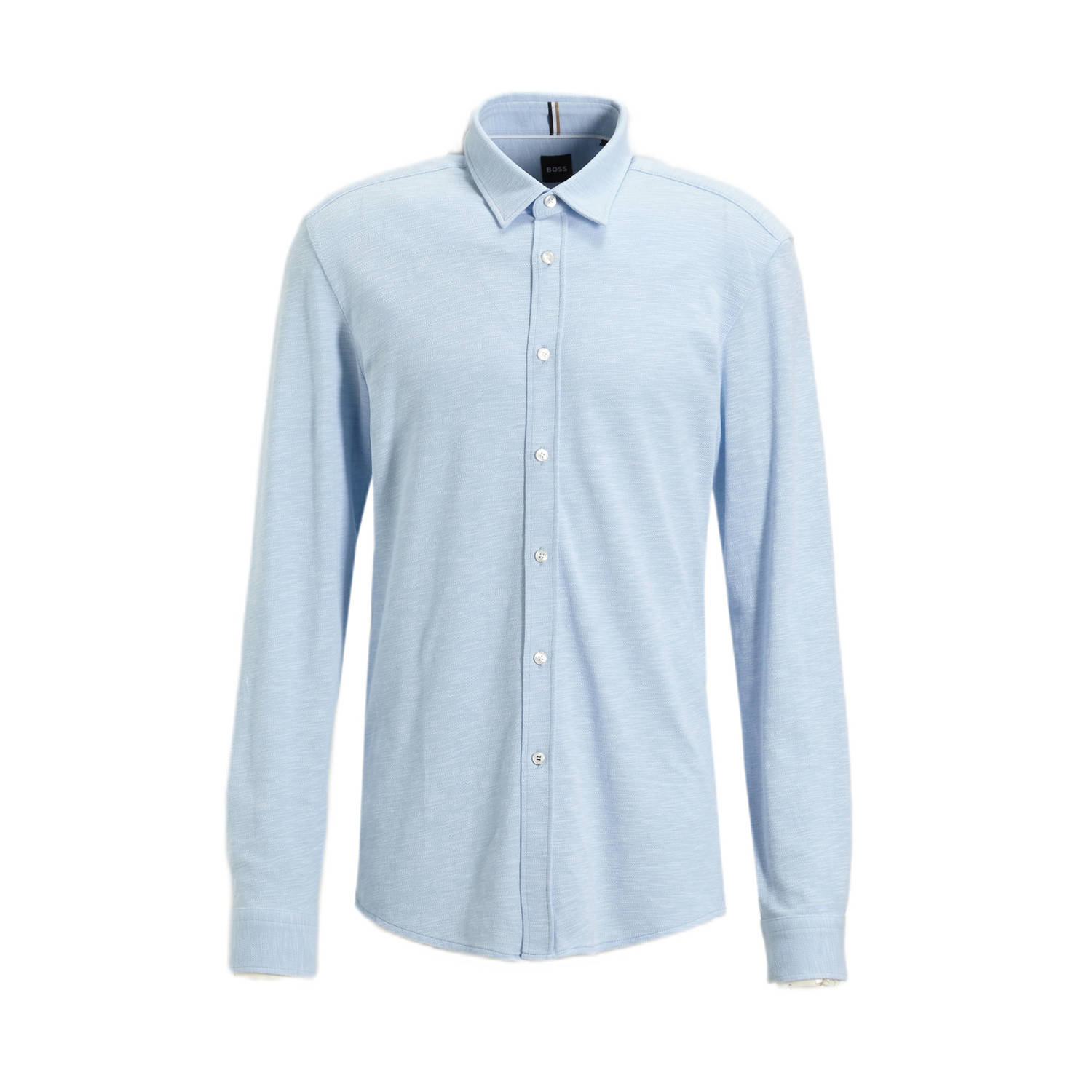 BOSS gemêleerd regular fit overhemd light pastel blue