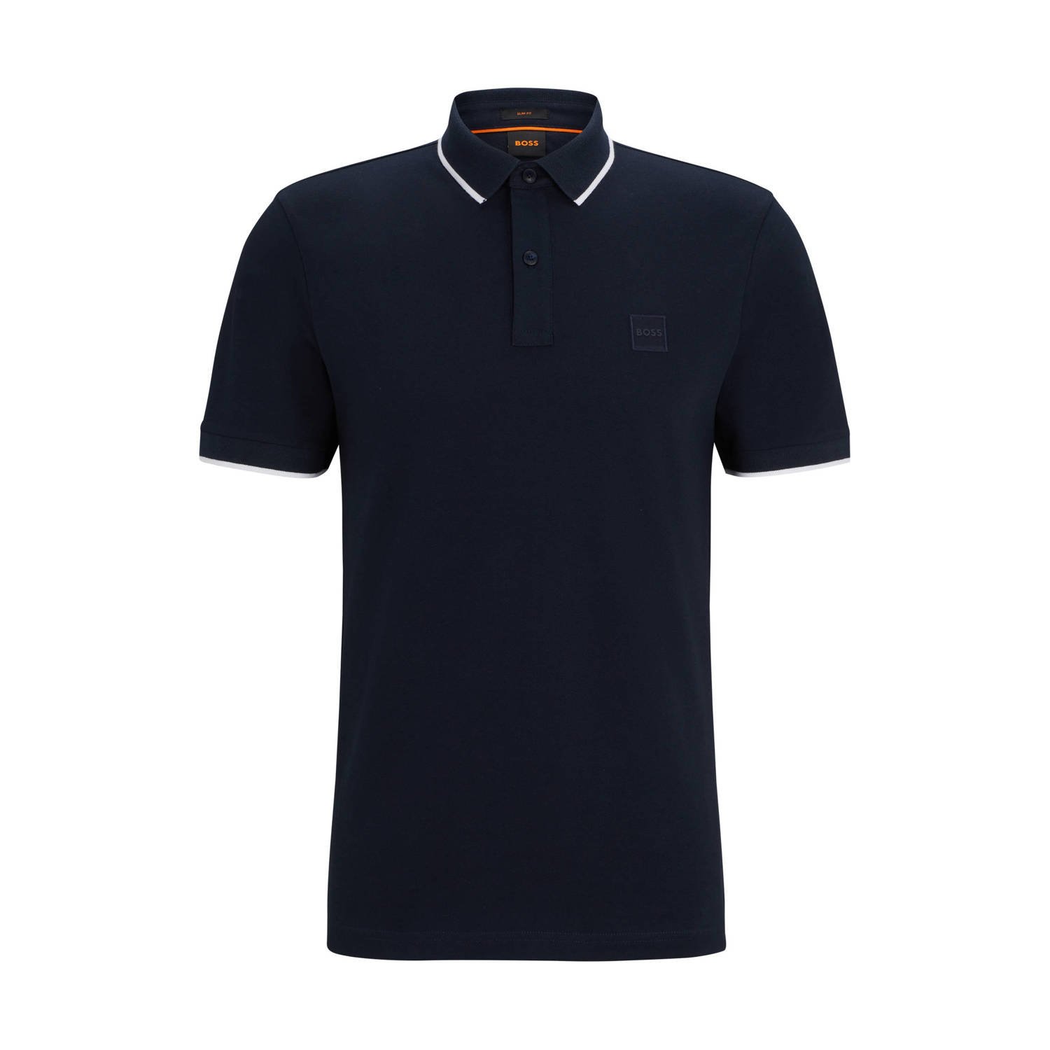 BOSS slim fit polo Passertip met logo dark blue