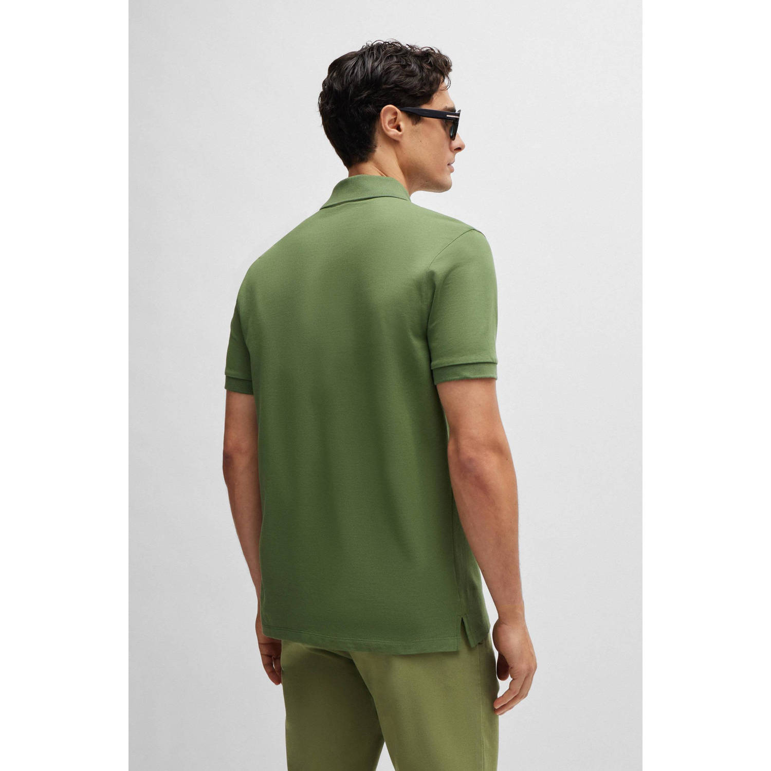BOSS regular fit polo Pallas met logo open green
