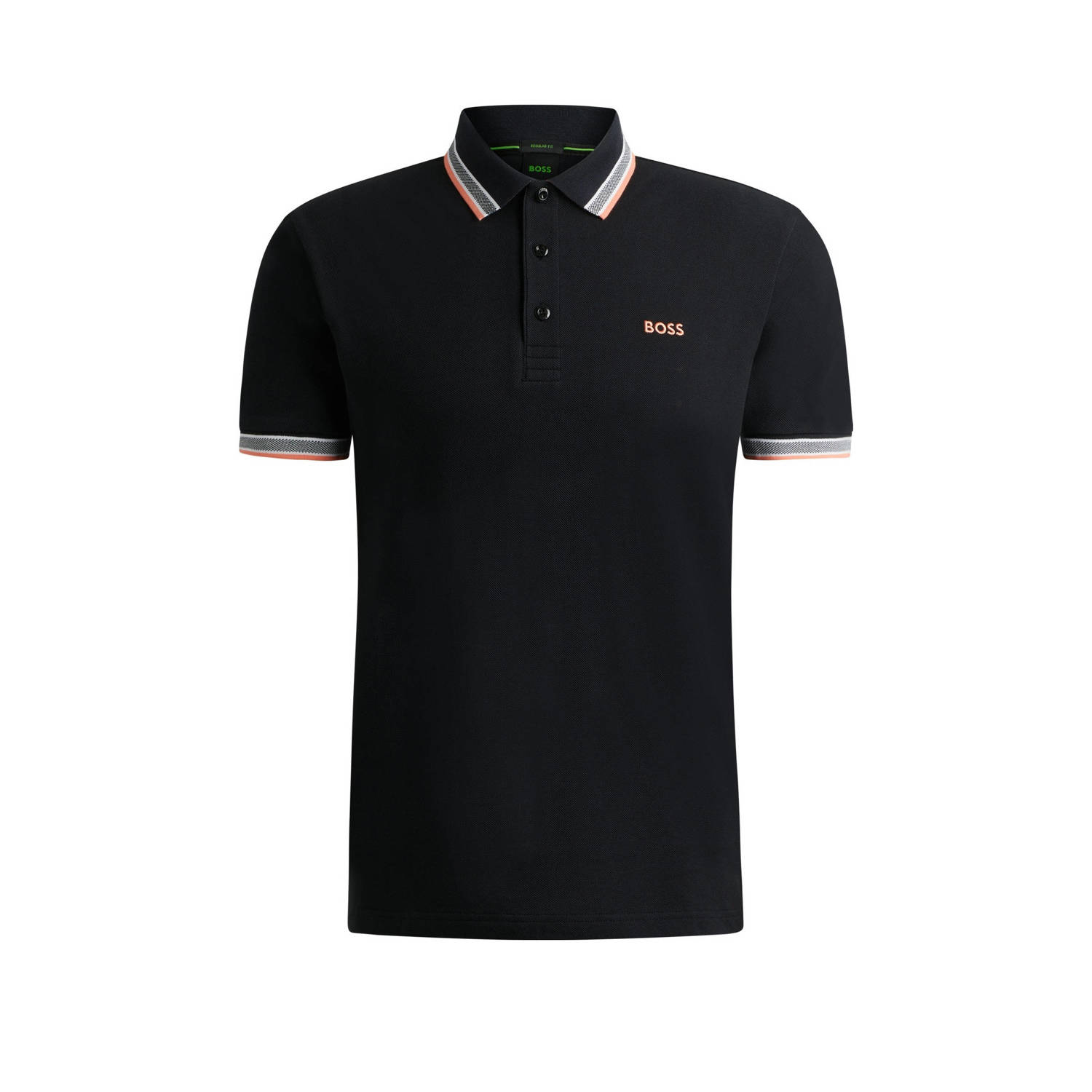BOSS regular fit polo paddy met contrastbies zwart