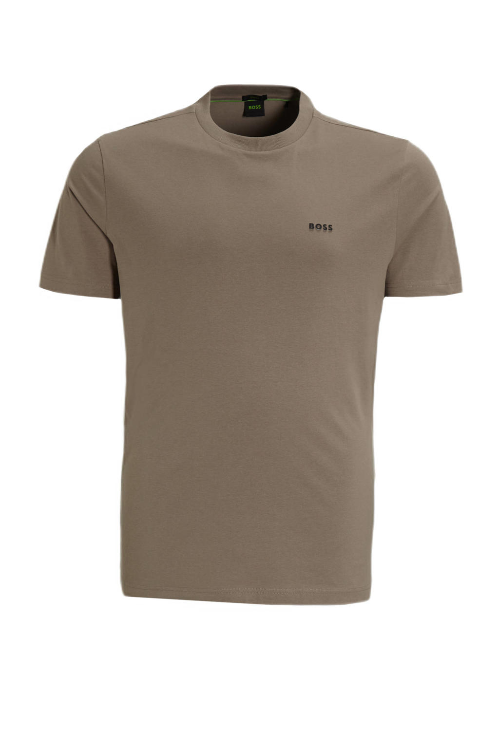 Bruine heren BOSS T-shirt van katoen met logo dessin, korte mouwen en ronde hals