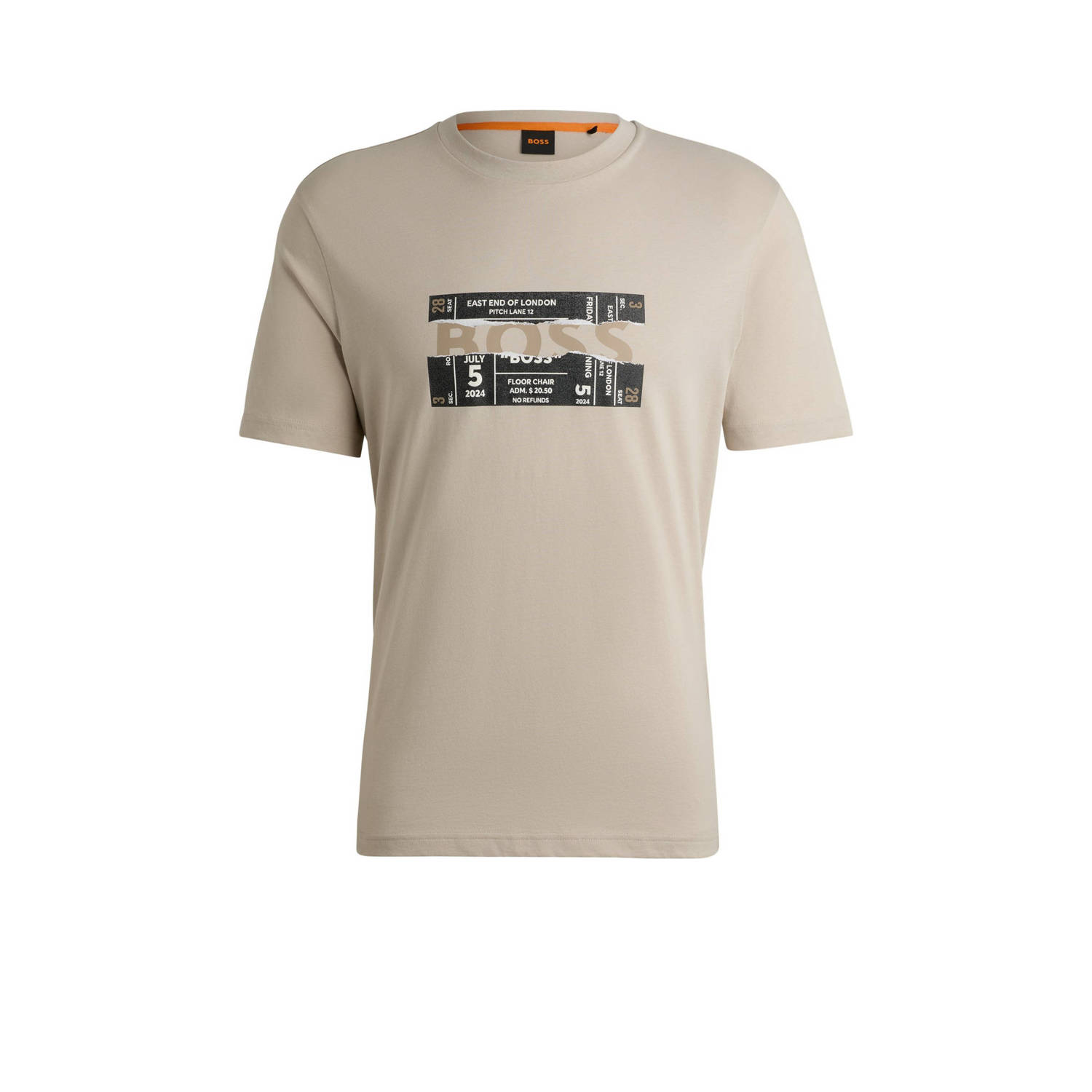 BOSS T-shirt met printopdruk light beige