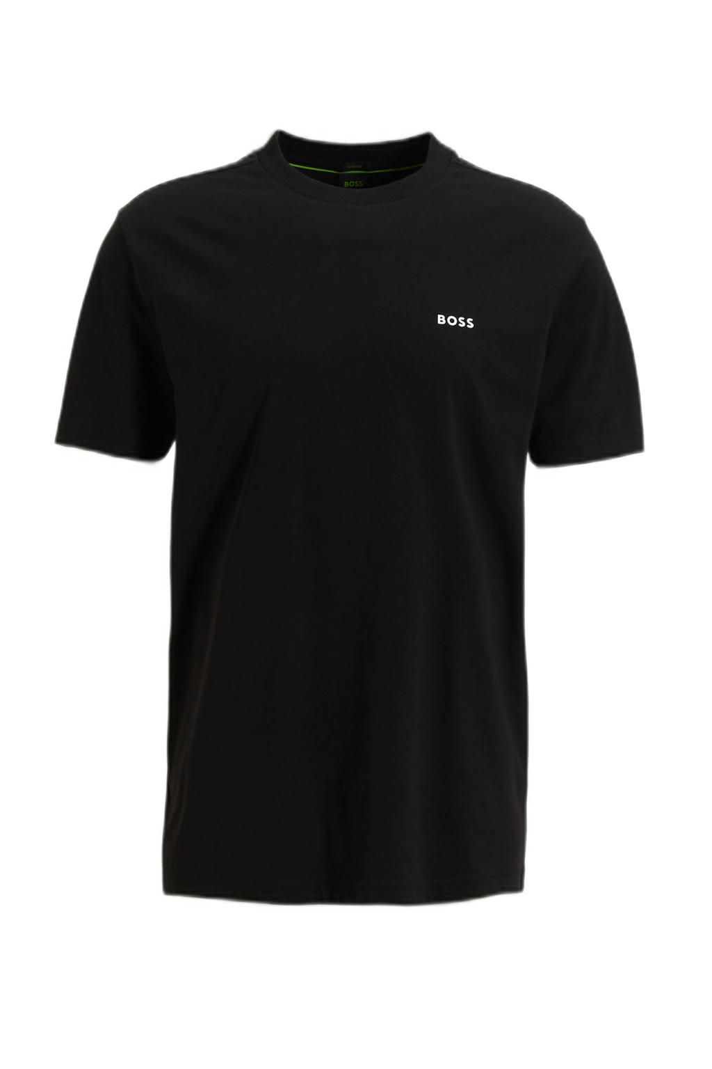Zwarte heren BOSS T-shirt van katoen met logo dessin, korte mouwen en ronde hals