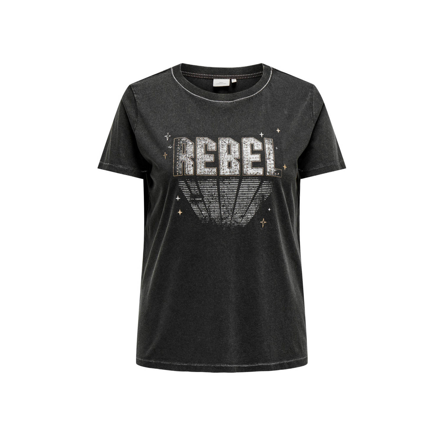 ONLY CARMAKOMA T-shirt CARMIKO met printopdruk antraciet zwart