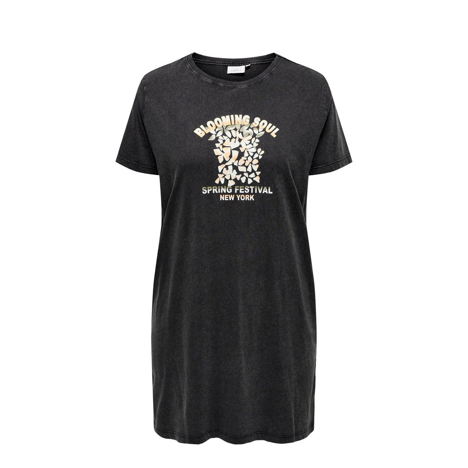 ONLY CARMAKOMA T-shirt CARMIKO met printopdruk antraciet zwart