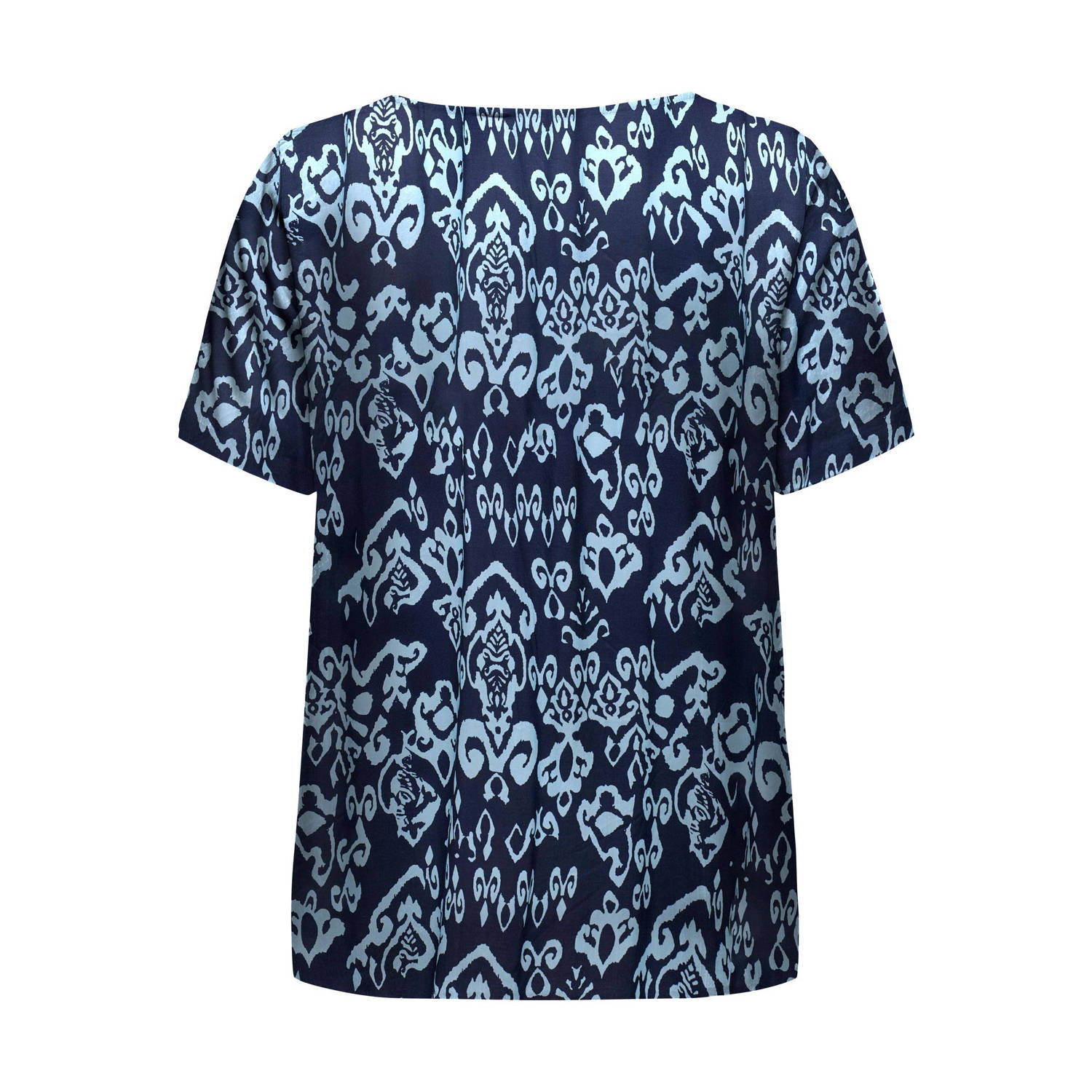 ONLY CARMAKOMA blousetop CARMARRAKESH met all over print donkerblauw lichtblauw
