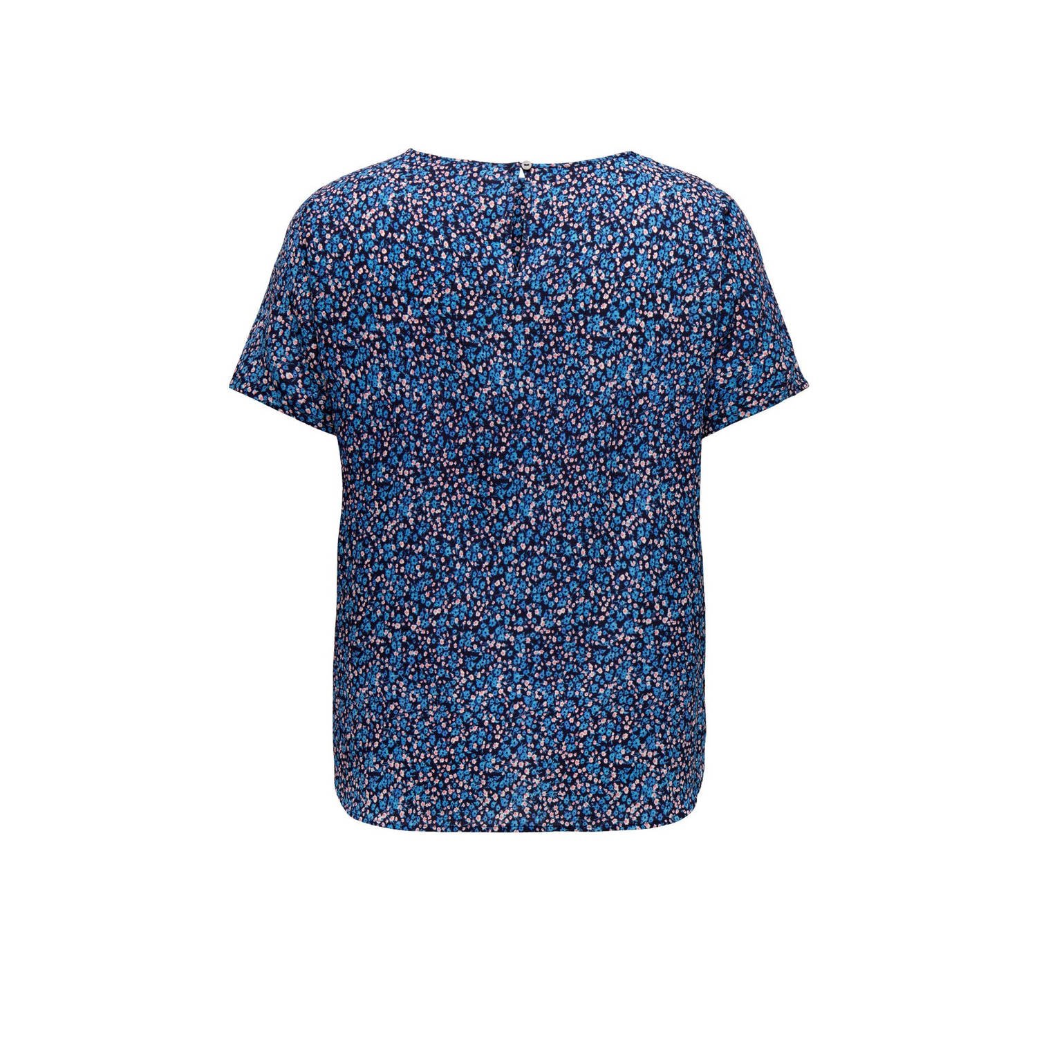 ONLY CARMAKOMA T-shirt CARVICA met all over print blauw zwart