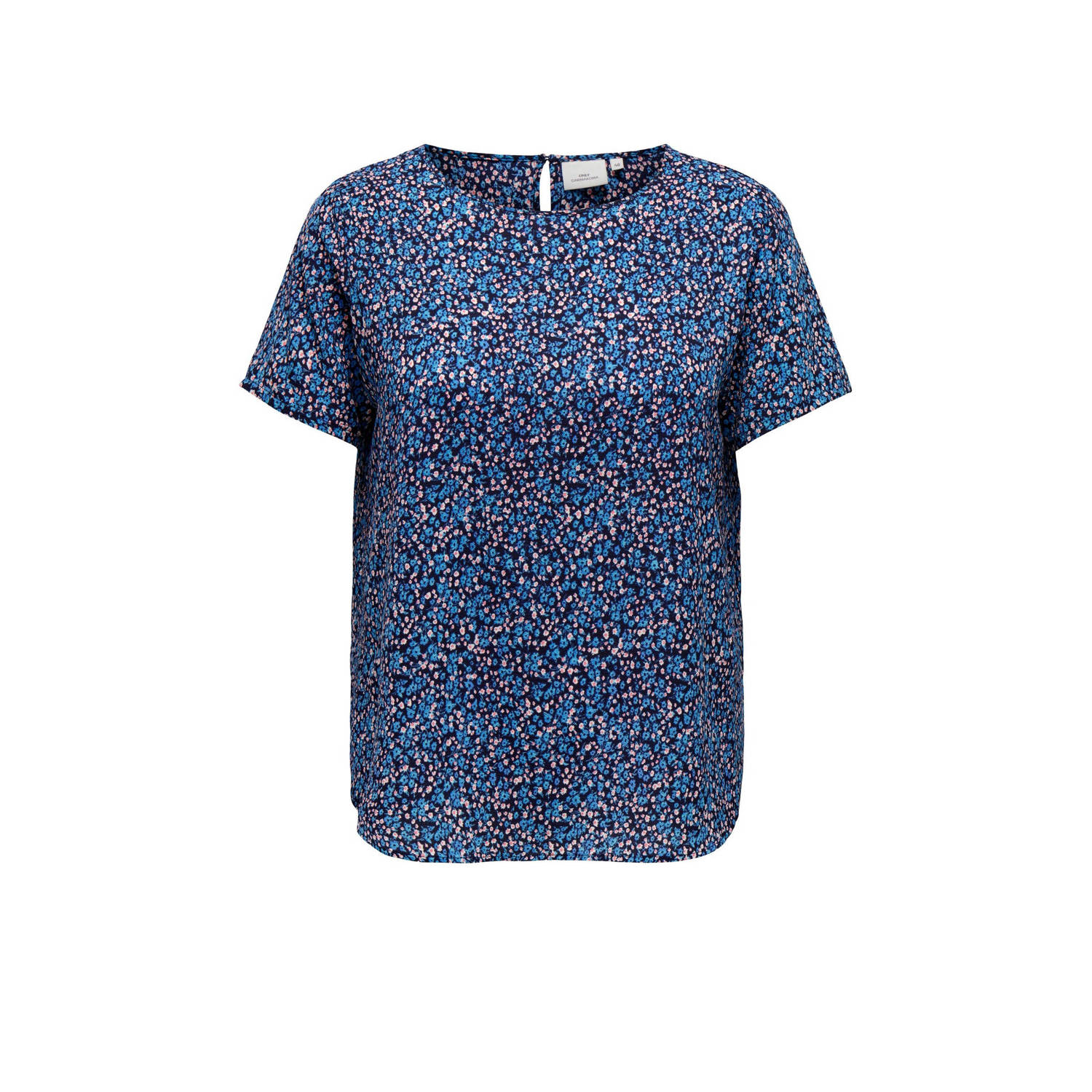 ONLY CARMAKOMA T-shirt CARVICA met all over print blauw zwart
