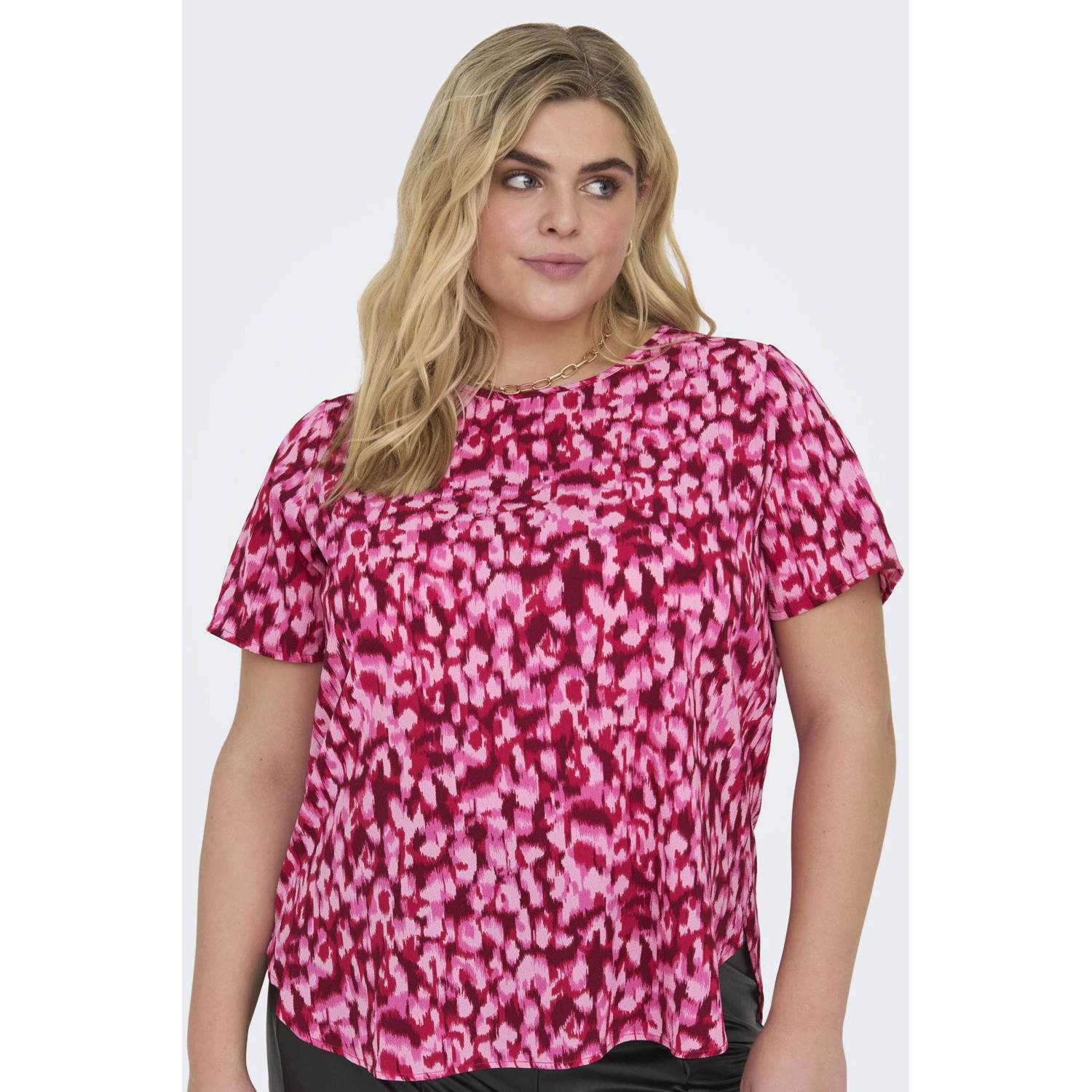 ONLY CARMAKOMA top CARVICA met all over print roze wit