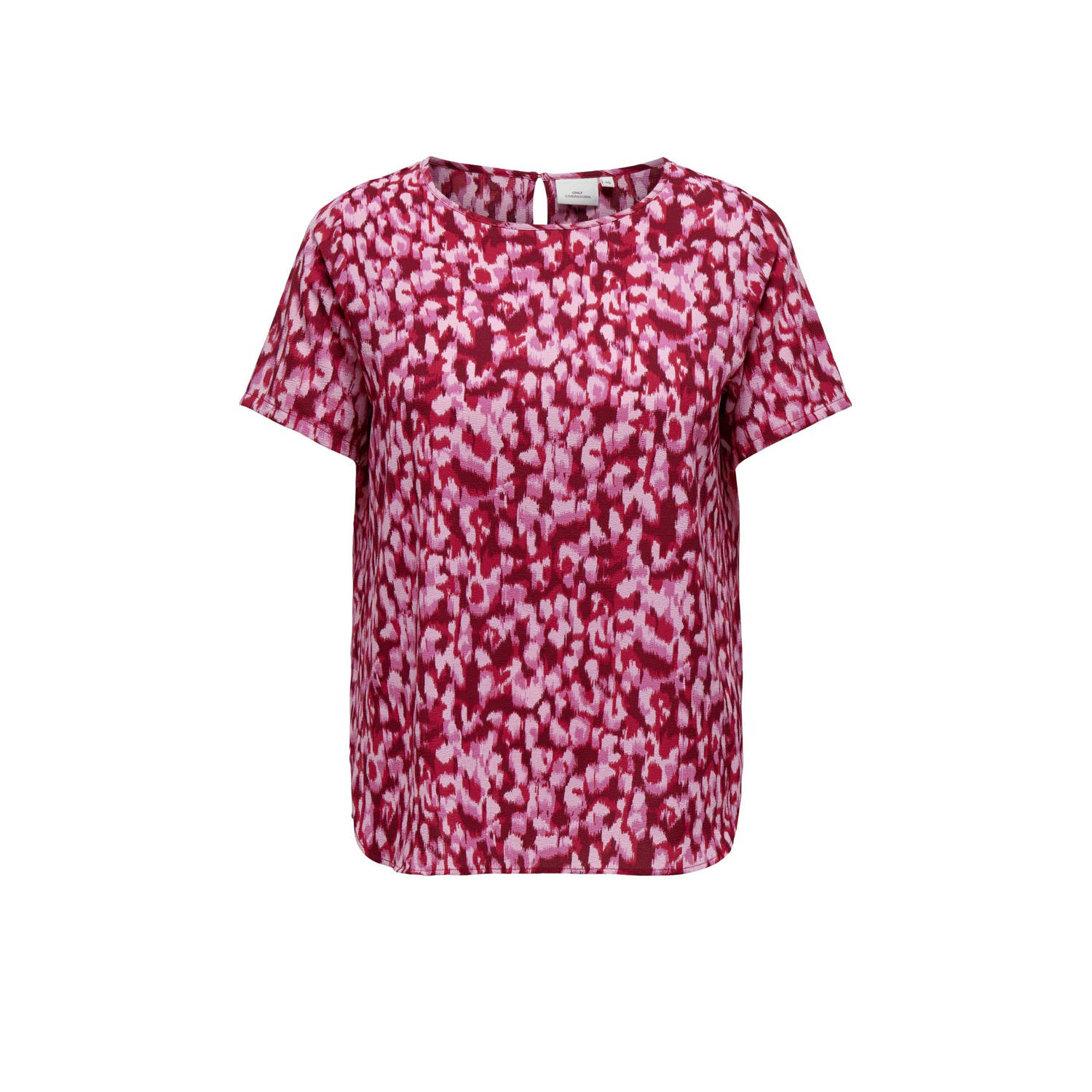 ONLY CARMAKOMA T-shirt CARVICA met all over print roze wit