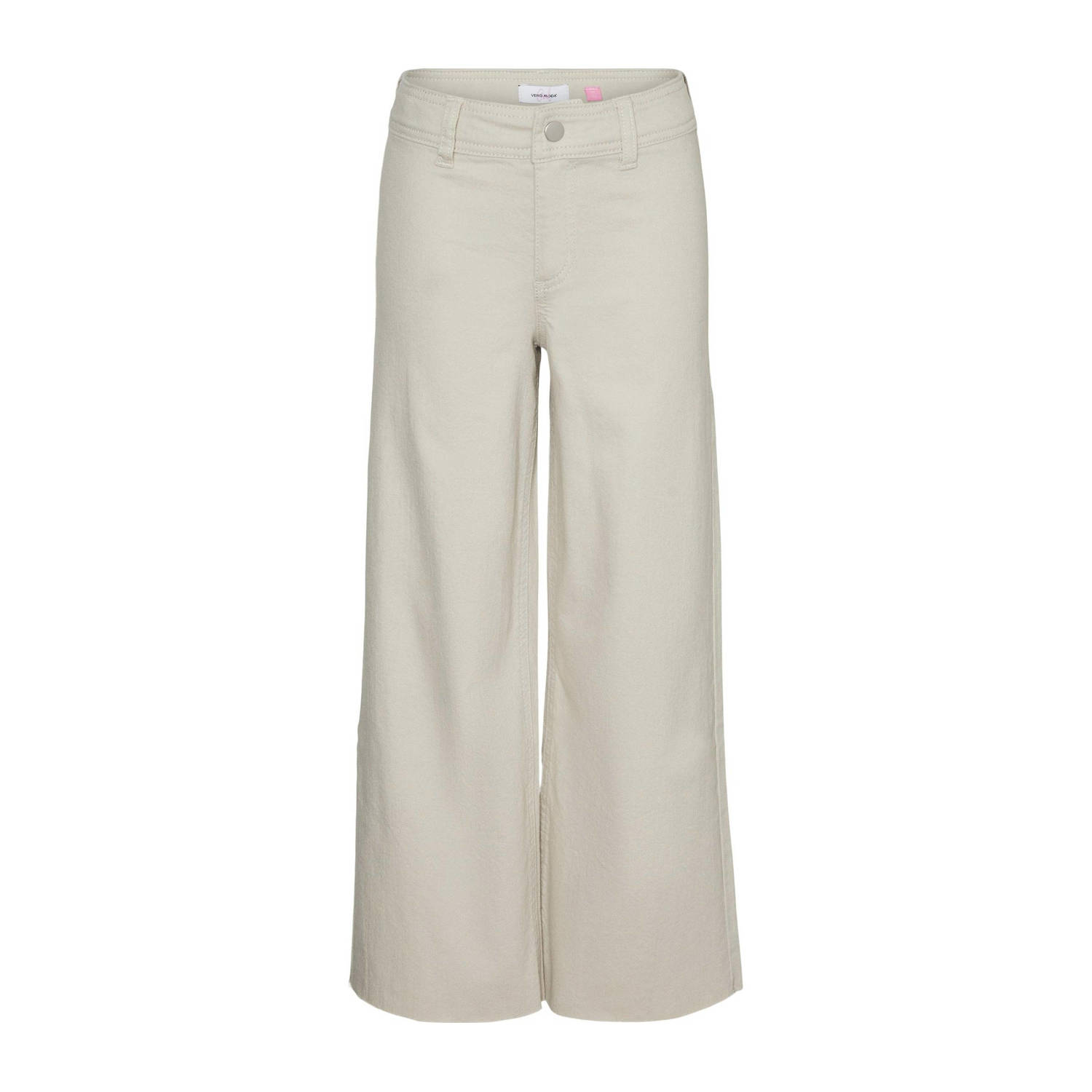 VERO MODA GIRL wide leg jeans VMVIOLA silver lining Wit Meisjes Stretchdenim 116