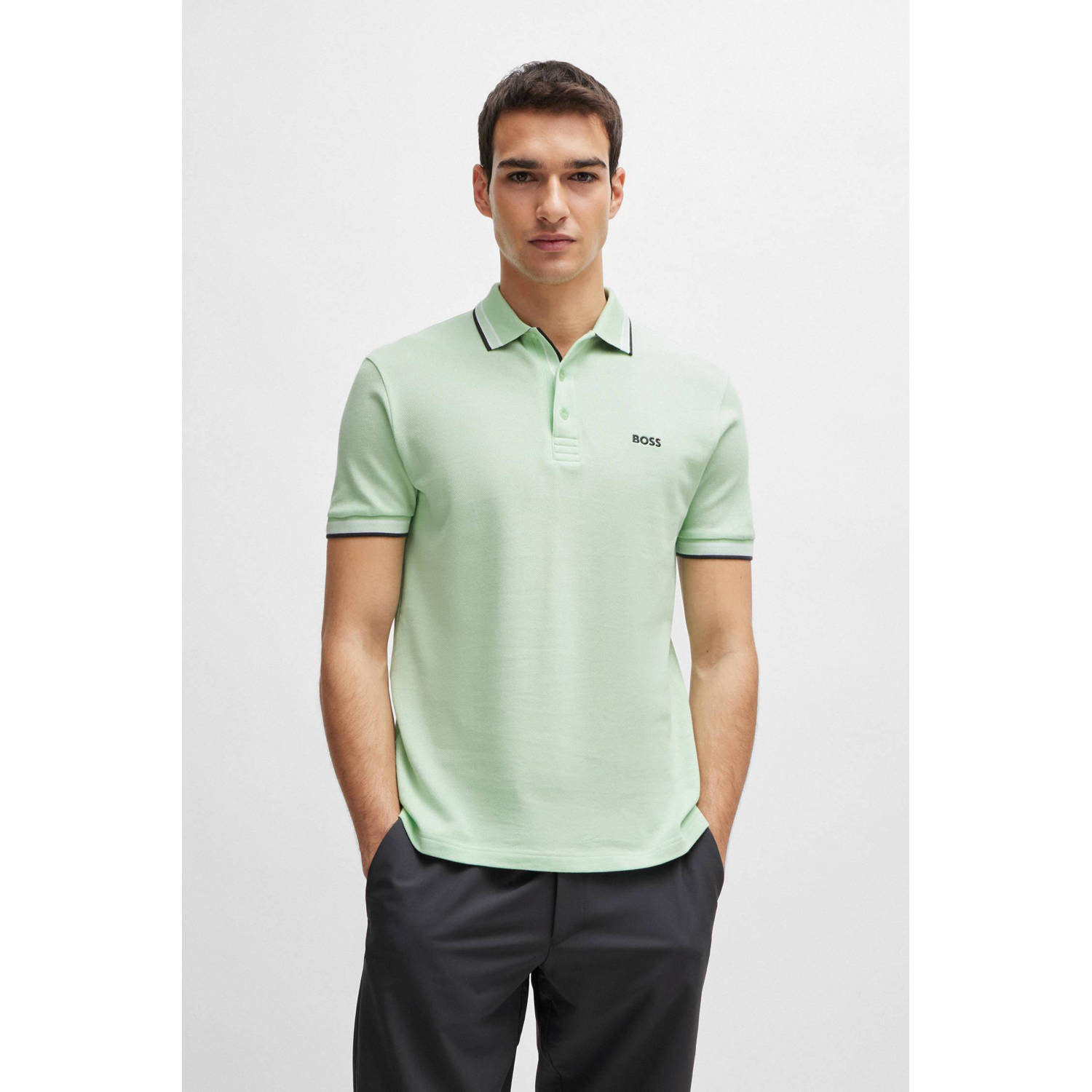 BOSS regular fit polo paddy met contrastbies