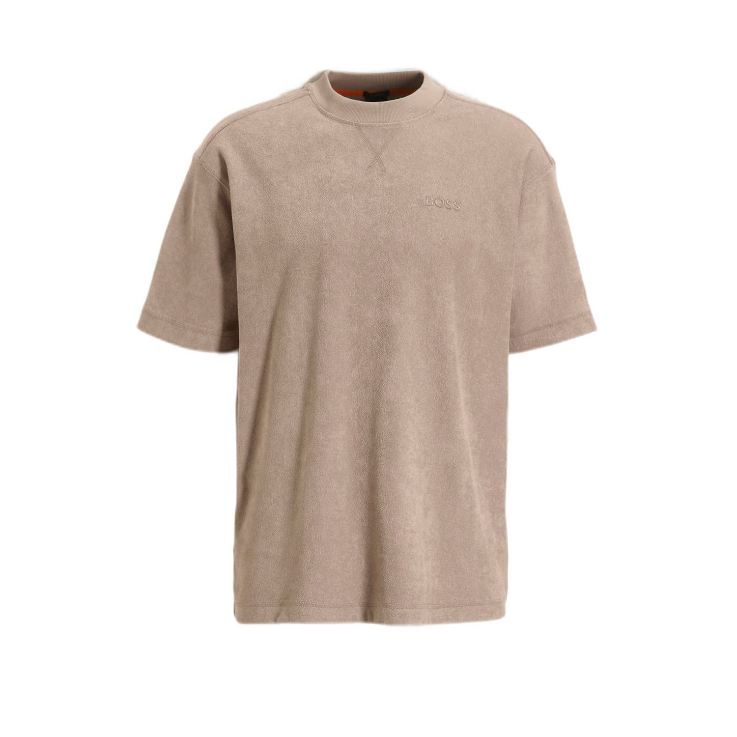 BOSS badstof oversized T-shirt Teetowel met logo open brown