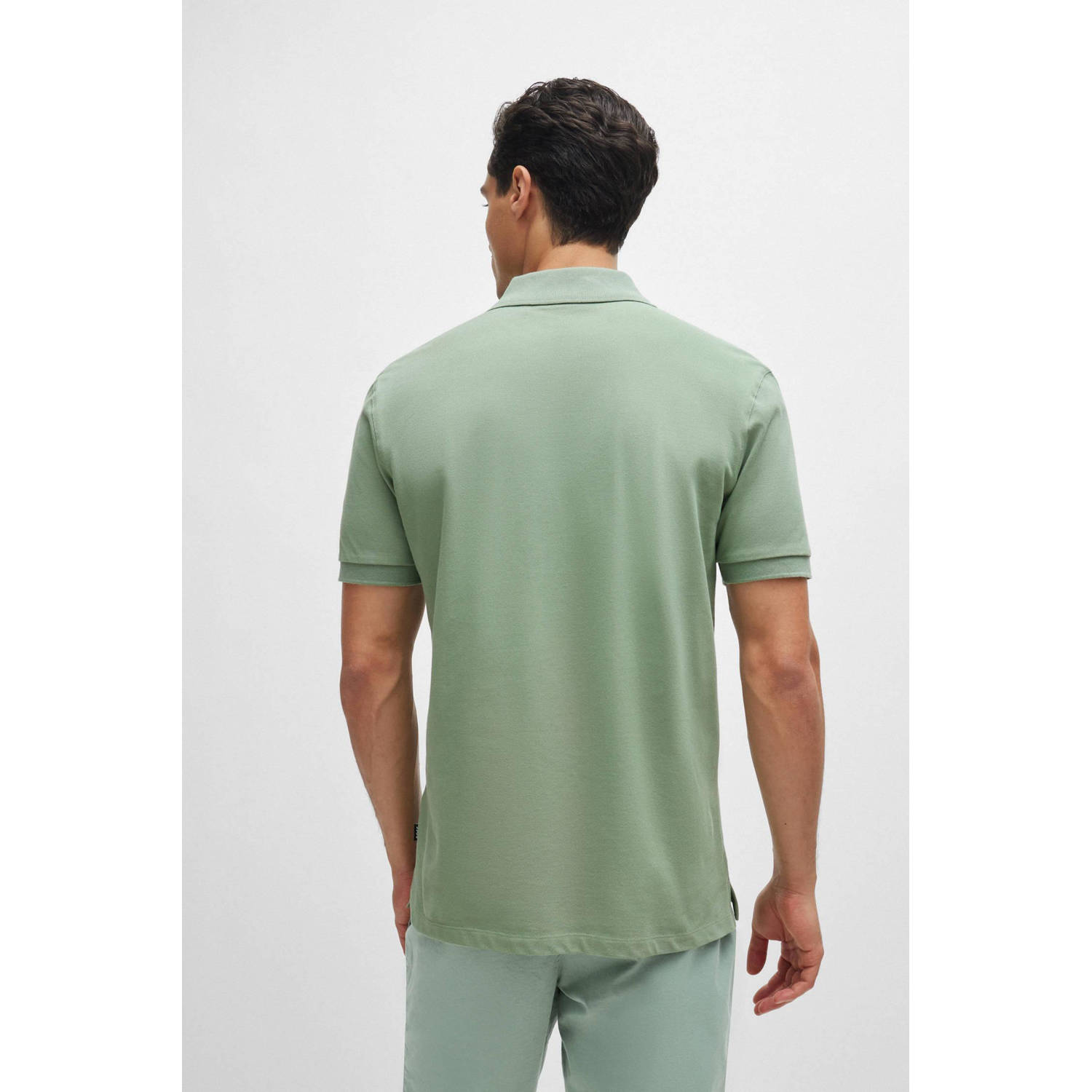 BOSS regular fit polo Pallas met logo open green