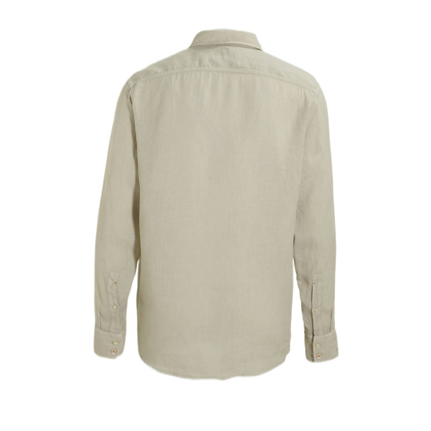 BOSS regular fit linnen overhemd beige