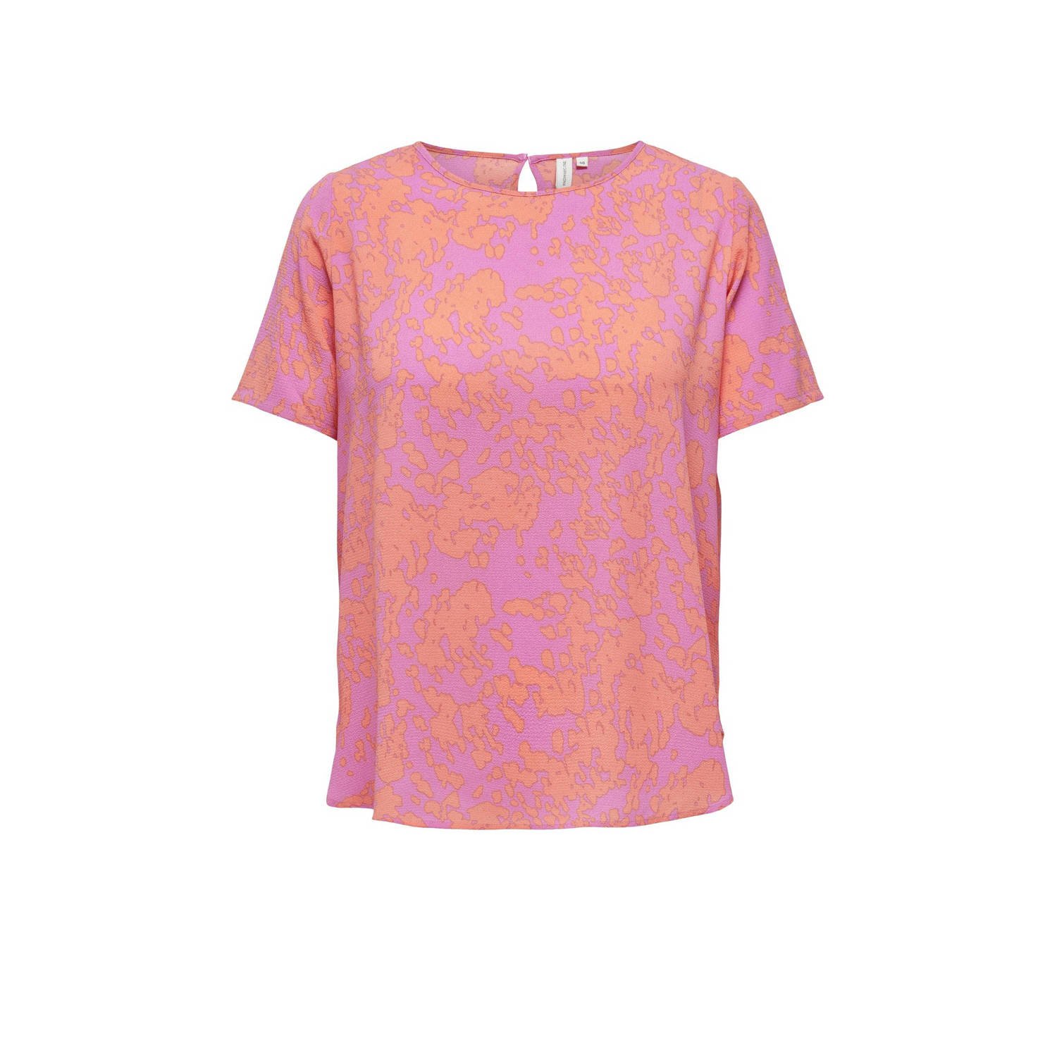 ONLY CARMAKOMA blousetop met all over print roze oranje