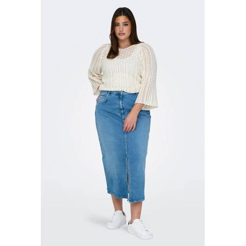 ONLY CARMAKOMA crochet trui ecru afbeelding