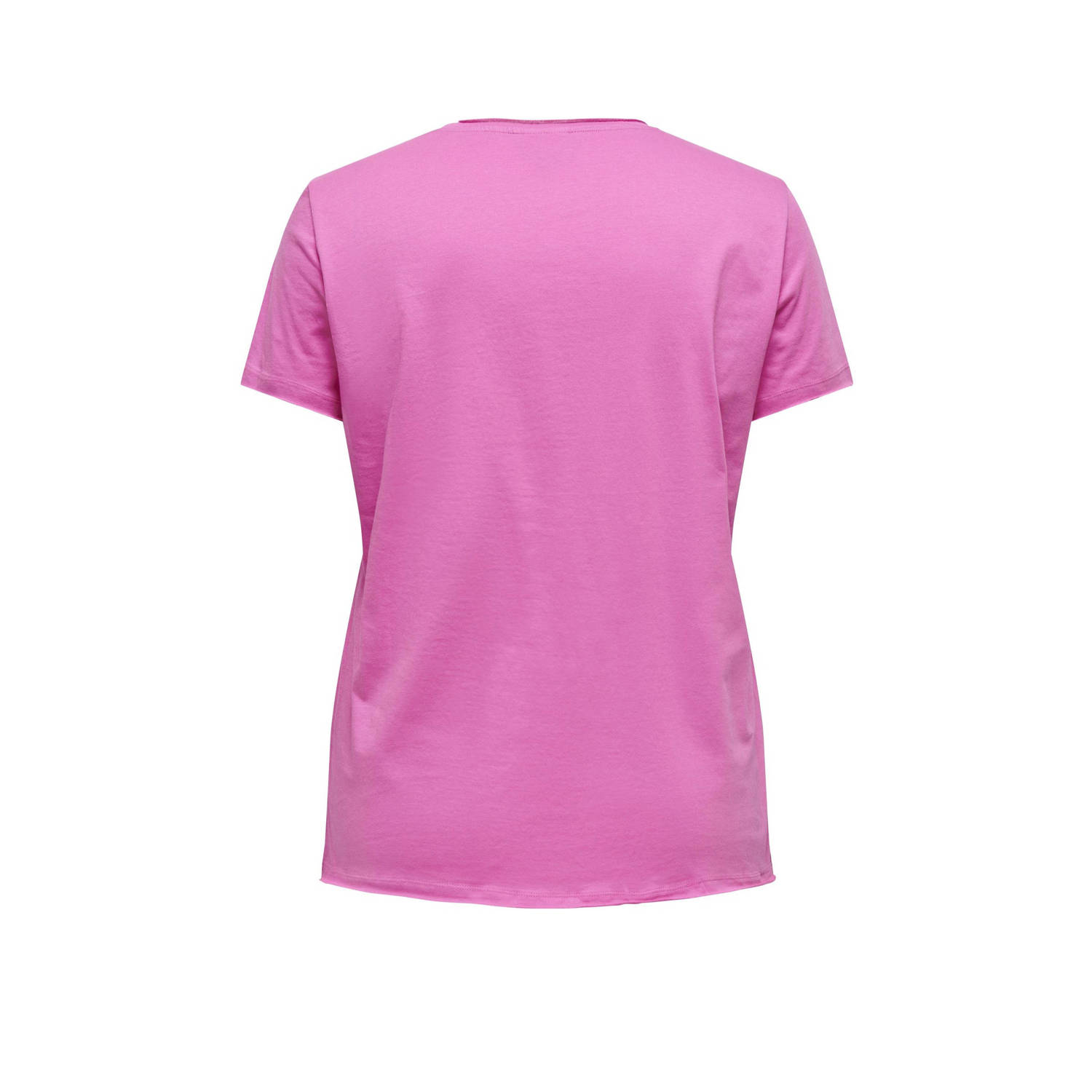 ONLY CARMAKOMA T-shirt CARQUOTE met printopdruk roze