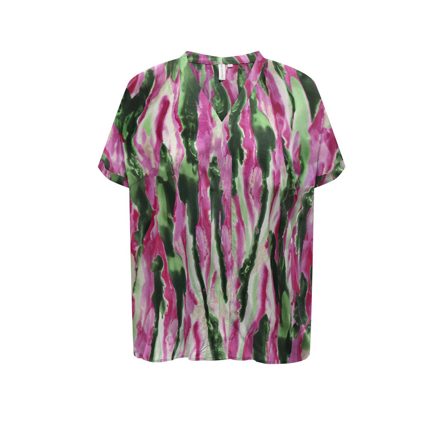 ONLY CARMAKOMA top CARNATA DODIE met all over print roze groen
