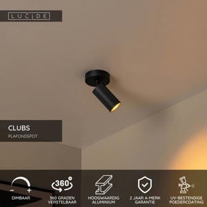 CLUBS - Plafondspot - 1xGU10 - Zwart