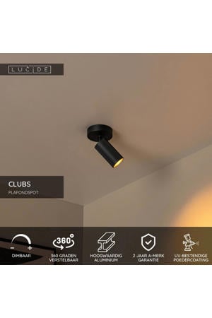 CLUBS - Plafondspot - 1xGU10 - Zwart